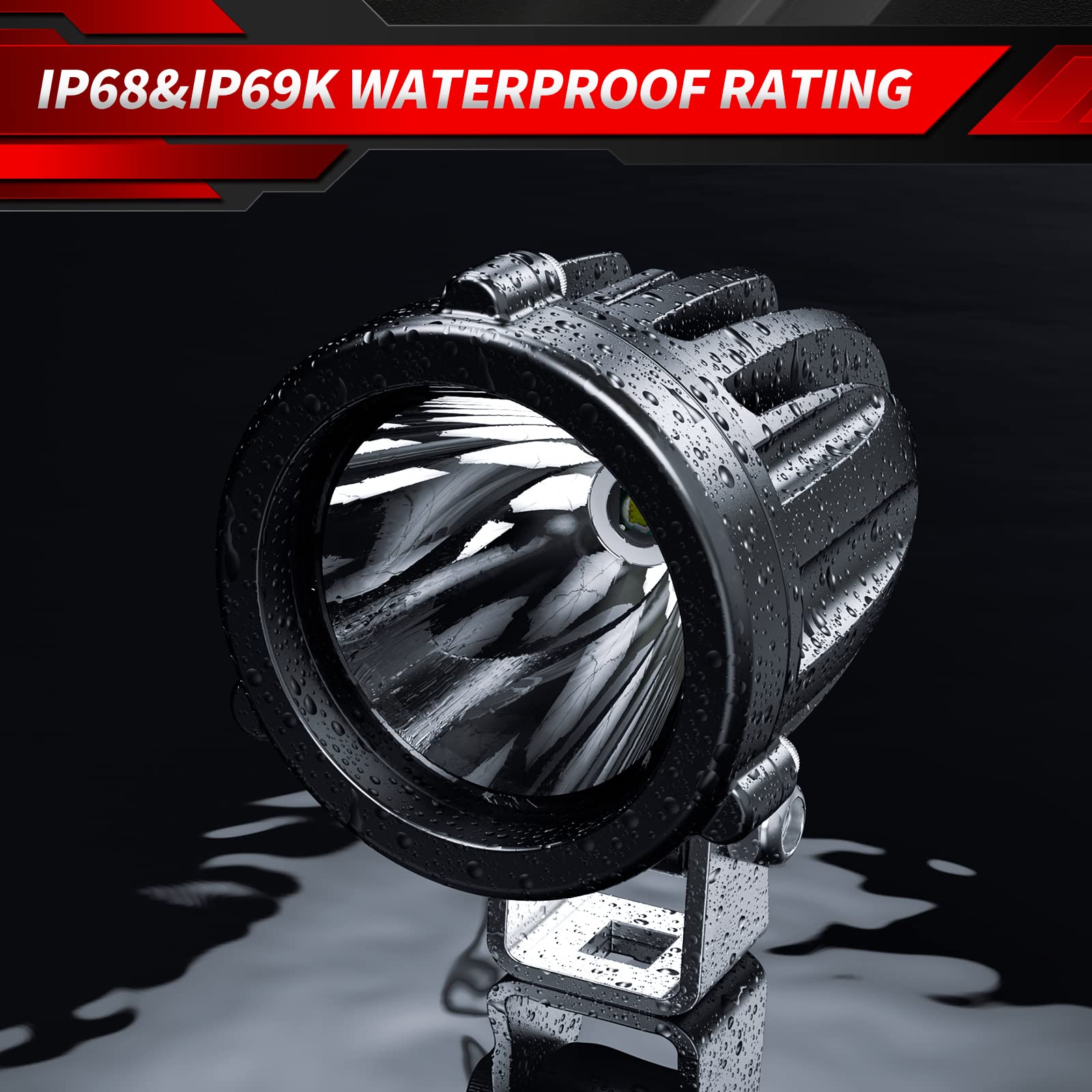 4WDKING 2" LED Round Spot Light - 20W Waterproof Off-Road Lamp for Motorcycle, ATV, UTV, Truck - Pack of 2, White