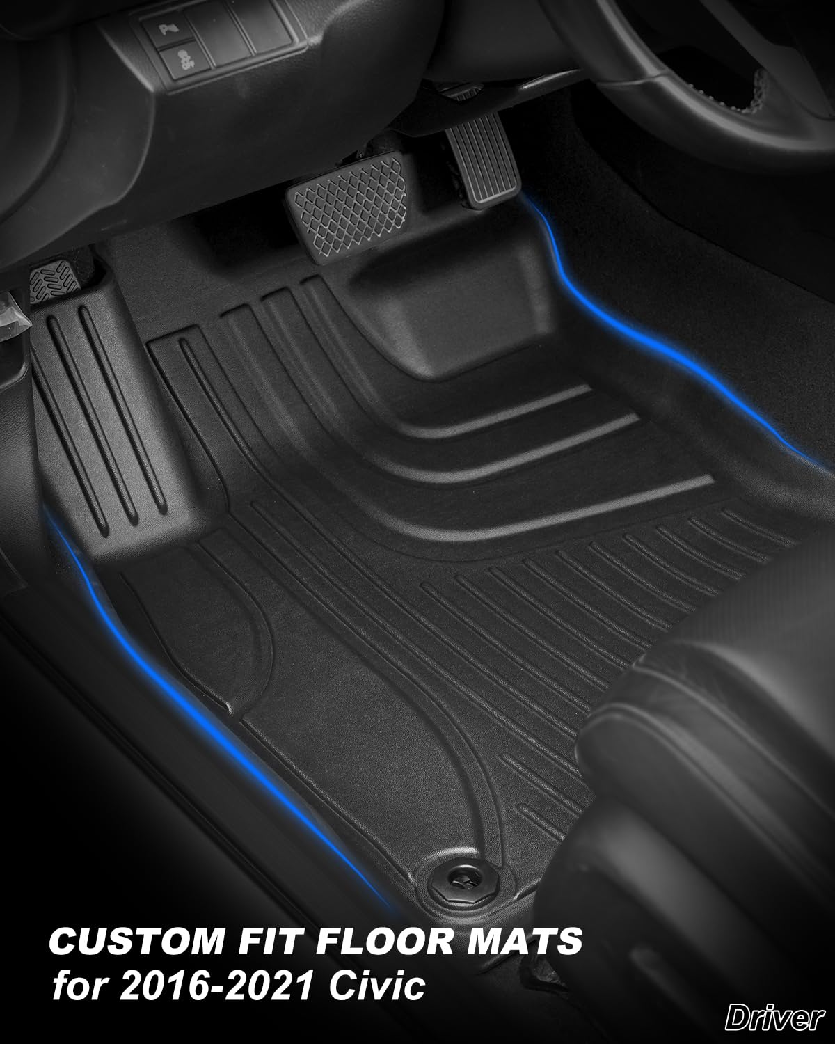 Floor Mats & Cargo Liner Only Fit for 2016-2021 Civic Sedan / 2017-2021 Civic Si - All Weather Protection Floor Liners with Trun