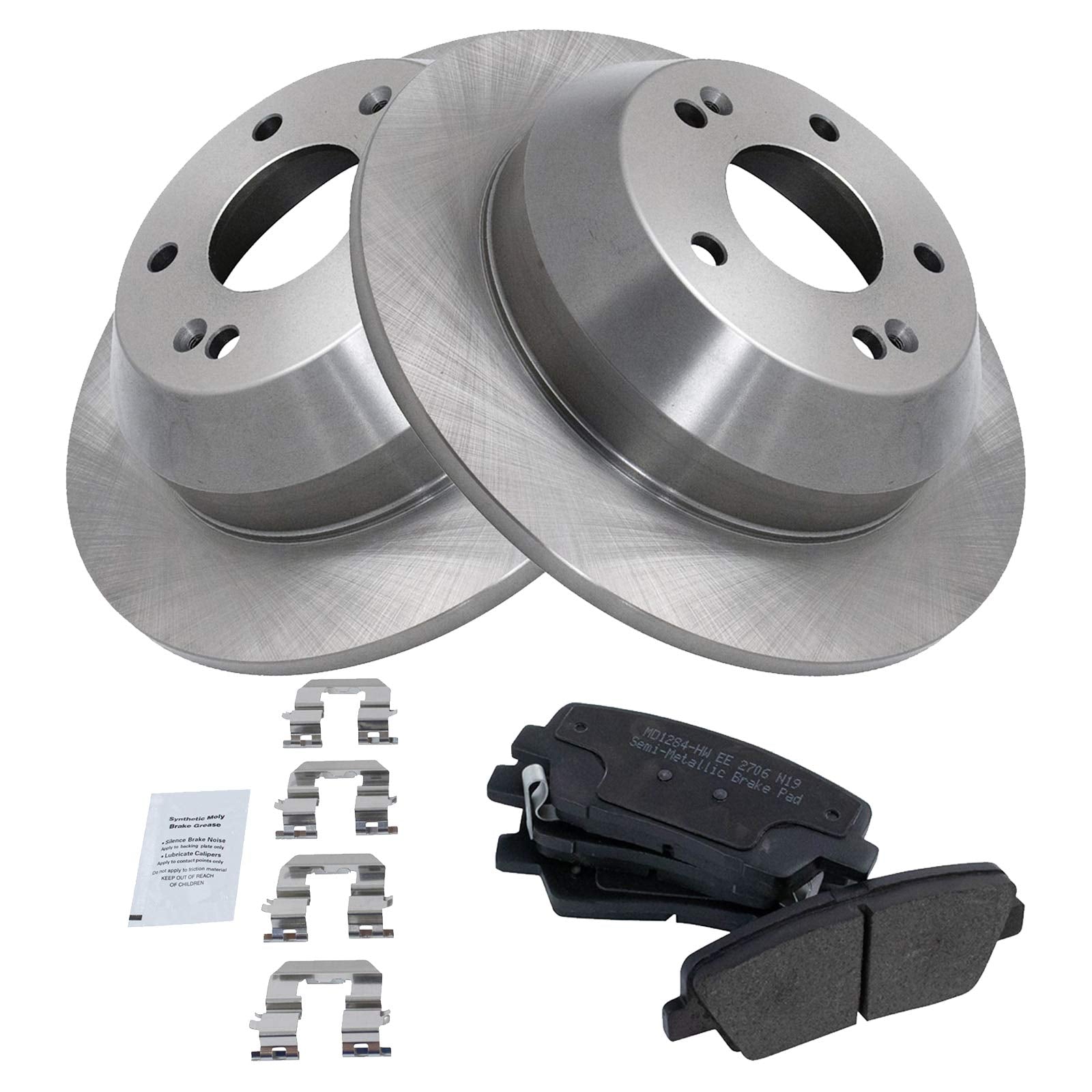 Trq Rear Brake Pad & Rotor Kit Brake Pads Brake Rotor Semi-Metallic Compatible With 2010-2016 Hyundai Santa Fe 2013-2016 Santa F