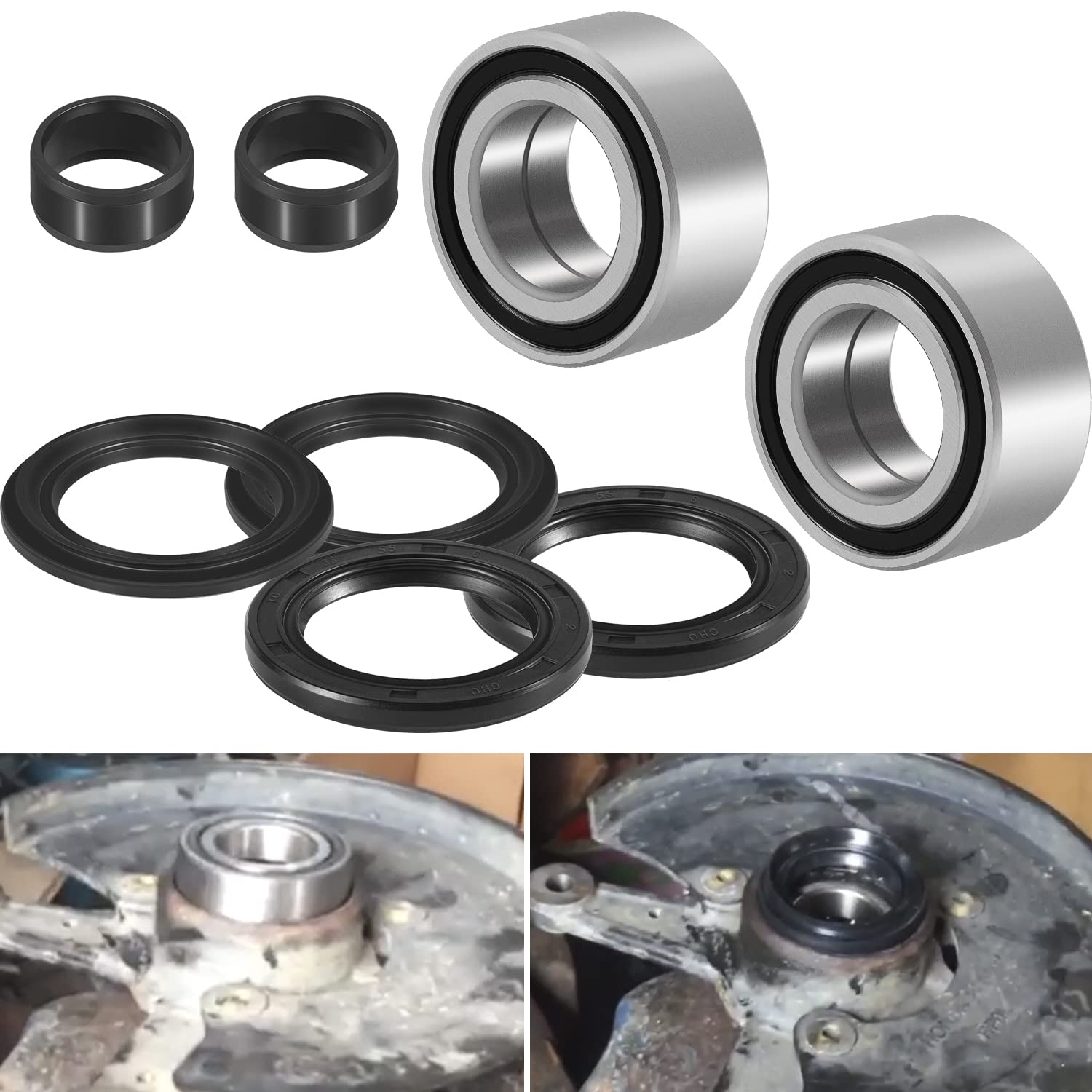 (8pcs) Front Wheel Bearings & Seals Kit for Honda Foreman 500 4x4 TRX500 FE FM FPE FPM 2005-2013, Both Sides Front Wheels