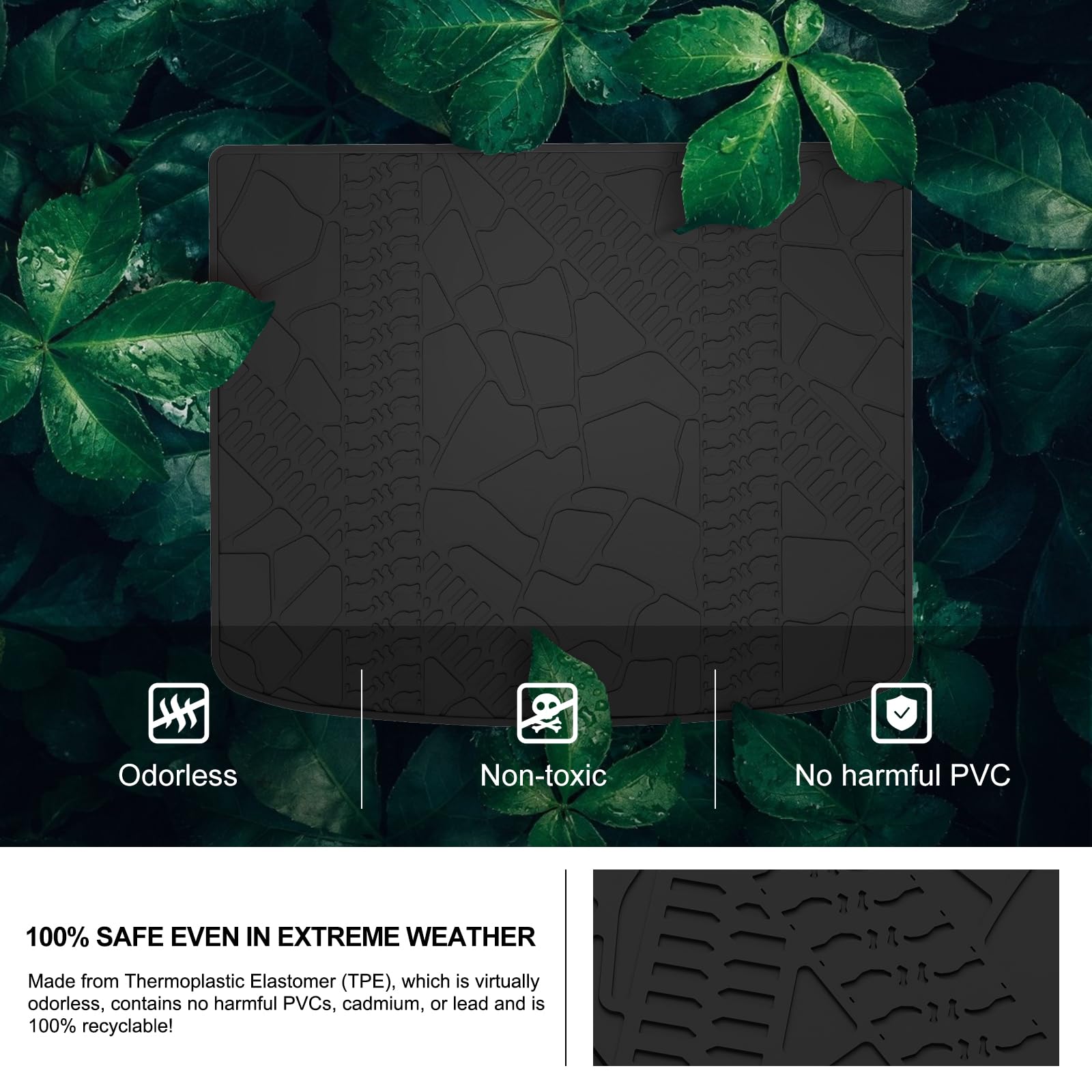 Kiwi Master Cargo Trunk Mat For 2014-2023 Jeep Cherokee All Weather Rear Cargo Tray Liner Black