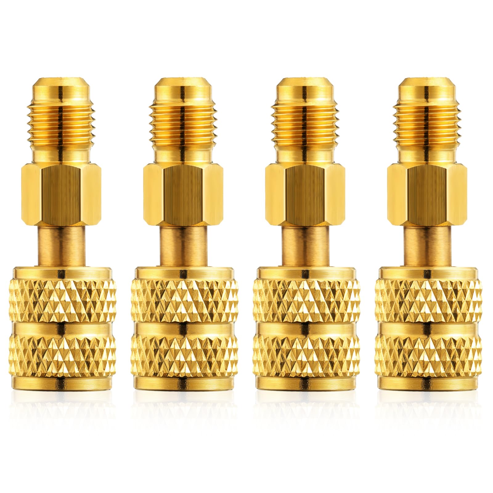 Chinco 4 Pcs R410a Adapter for Mini Split Charging Adapter Vacuum Port with Thimble 5/16 Inch Female Quick Coupler to 1/4 Inch M