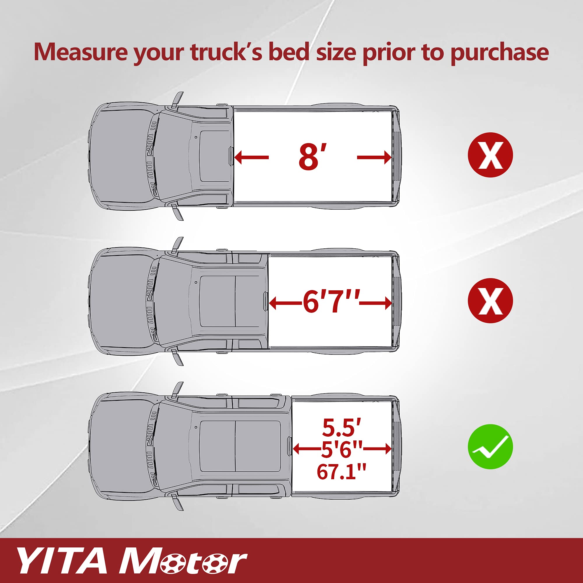 Yitamotor Soft Roll Up Truck Bed Tonneau Cover Compatible With 2009-2014 Ford F-150 (Excl. Raptor Series), Styleside 5.5 Ft Bed