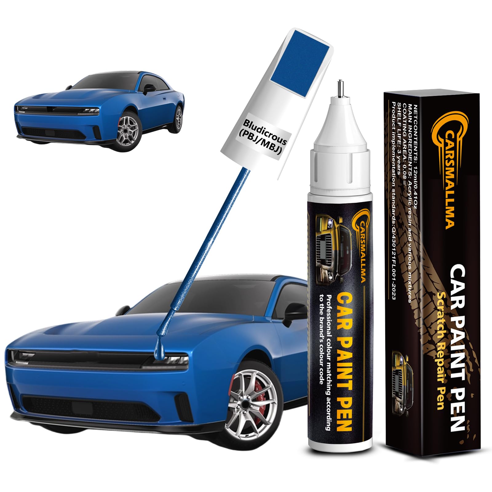 carsmallma Bludicrous(PBJ/MBJ) Car Touch Up Paint for Dodge, Color Accurate Car Paint Scratch Repair Pen Kit Quick & Easy Fix Ve