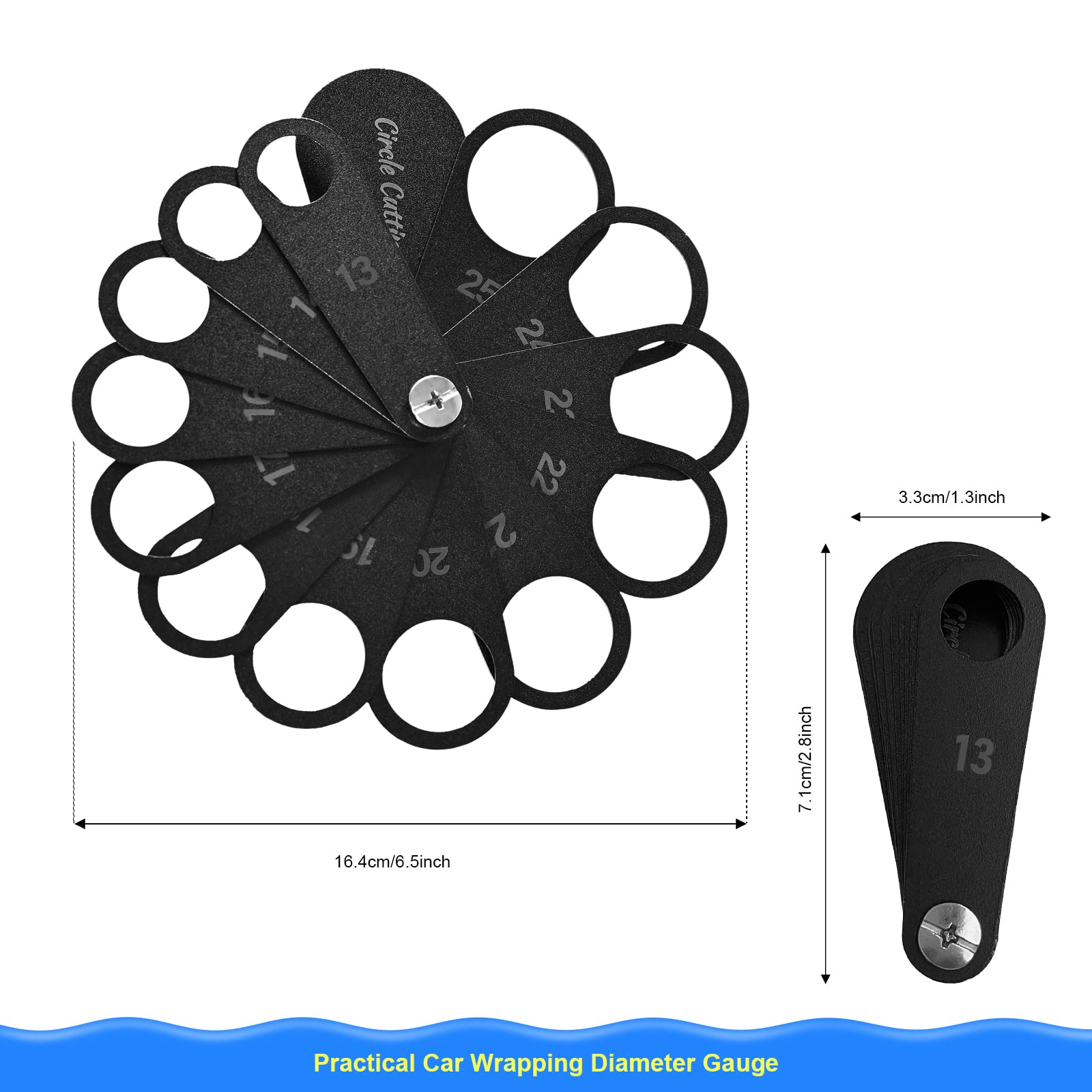 Newishtool Vinyl Wrap Film Precise Hole Cutting Circle Template Measuring Tool Car Wrap Tool Sensor Circular Cutter Template 13M