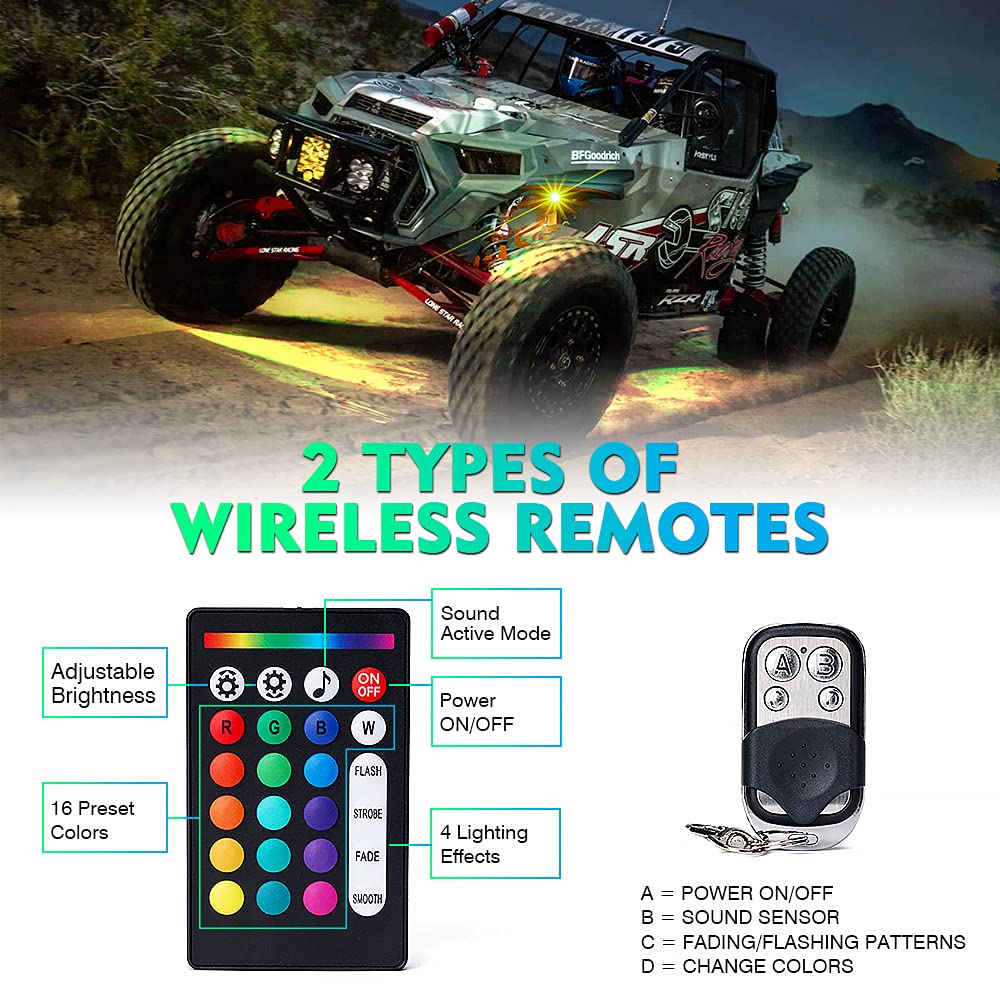 Xprite RGB Bluetooth Rock Lights Kit - 8PCS Multicolor Underglow for Trucks, ATVs, UTVs - Gen 5 Series - Upgraded Model-2