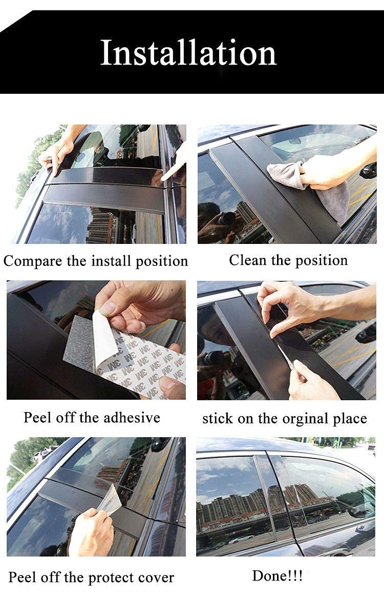 Xotic Tech Pillar Post Side Door Window Cover Trim Pre-Cut Molding, Compatible with Honda Civic Sedan 10th Gen 2016-2021 (Glossy