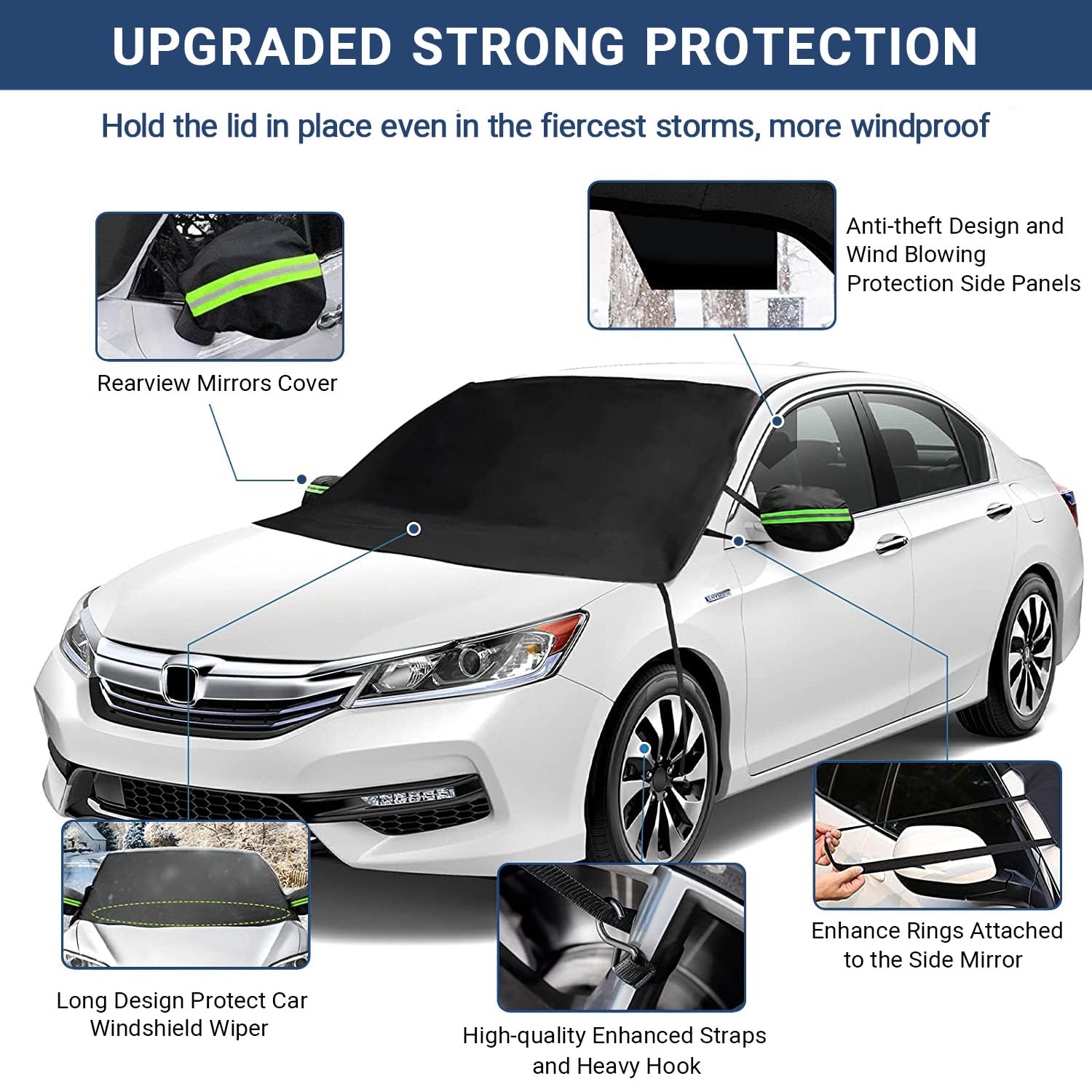 Windshield Cover for Ice and Snow, Car Windshield Snow Cover, Thicken Windshield Frost Cover Waterproof Windshield Snow Ice Cove