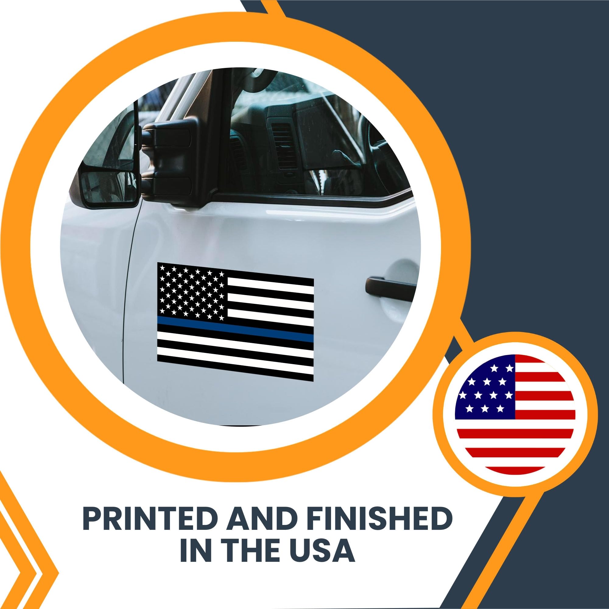 Magnet Me Up Heavy Duty Automotive Magnet - Thin Blue Line American Flag, 7"x12", Vinyl, for Car, Truck or SUV