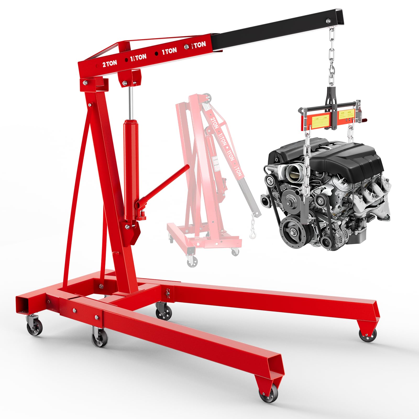 6400 LBS Engine Hoist, 3 Ton Heavy Duty Alloy Steel Folding Cherry Picker Engine Hoist, 9 Ton Hydraulic Pump Engine Shop Crane H