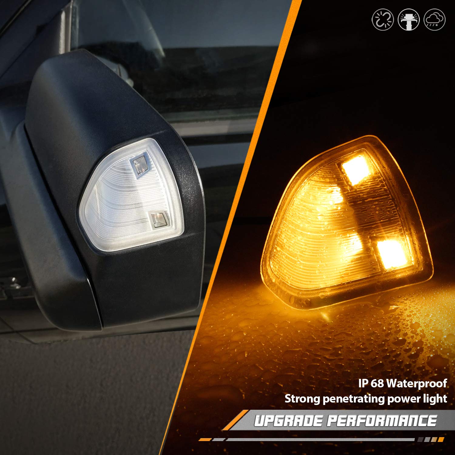Hercoo Led Side Mirror Turn Signal Light Left And Right Lamps Clear Cover Lens For 68302828Aa 68302829Aa Compatible With 2010-2018 Dodge Ram 1500 2500 3500 4500 5500, Pack Of 2
