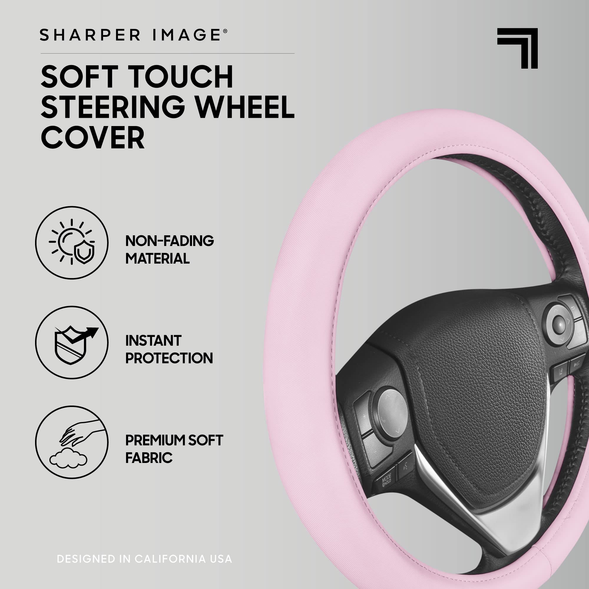 Bdk Ultra Soft Pink Steering Wheel Cover, Unisex Car Accessories Non-Slip Comfy Soft Grip Faux Leather Auto Steering Wheel Cover