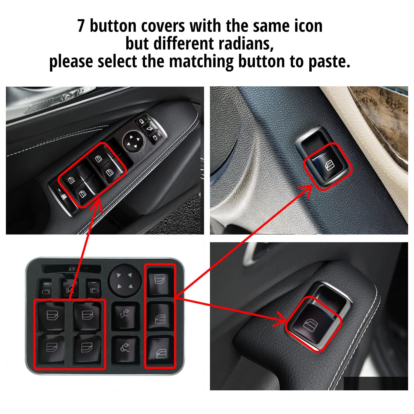 Wodofo Gdr Black Interior Door Armrest Window Switch Button Trim Cover Replacement For Benz Glk Ml Gl A B C E G Class W204 W212