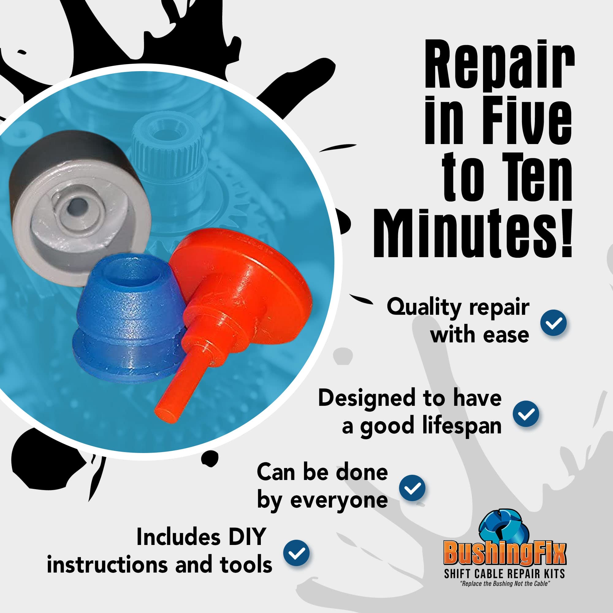 Bushingfix Im1Kit1 - Transmission Shift Cable Bushing Repair Kit - Automatic Transmission Linkage Repair Kit, Transmission Repair Kit, Shifter Cable Bushing Fix, Shift Linkage Bushing Replacement