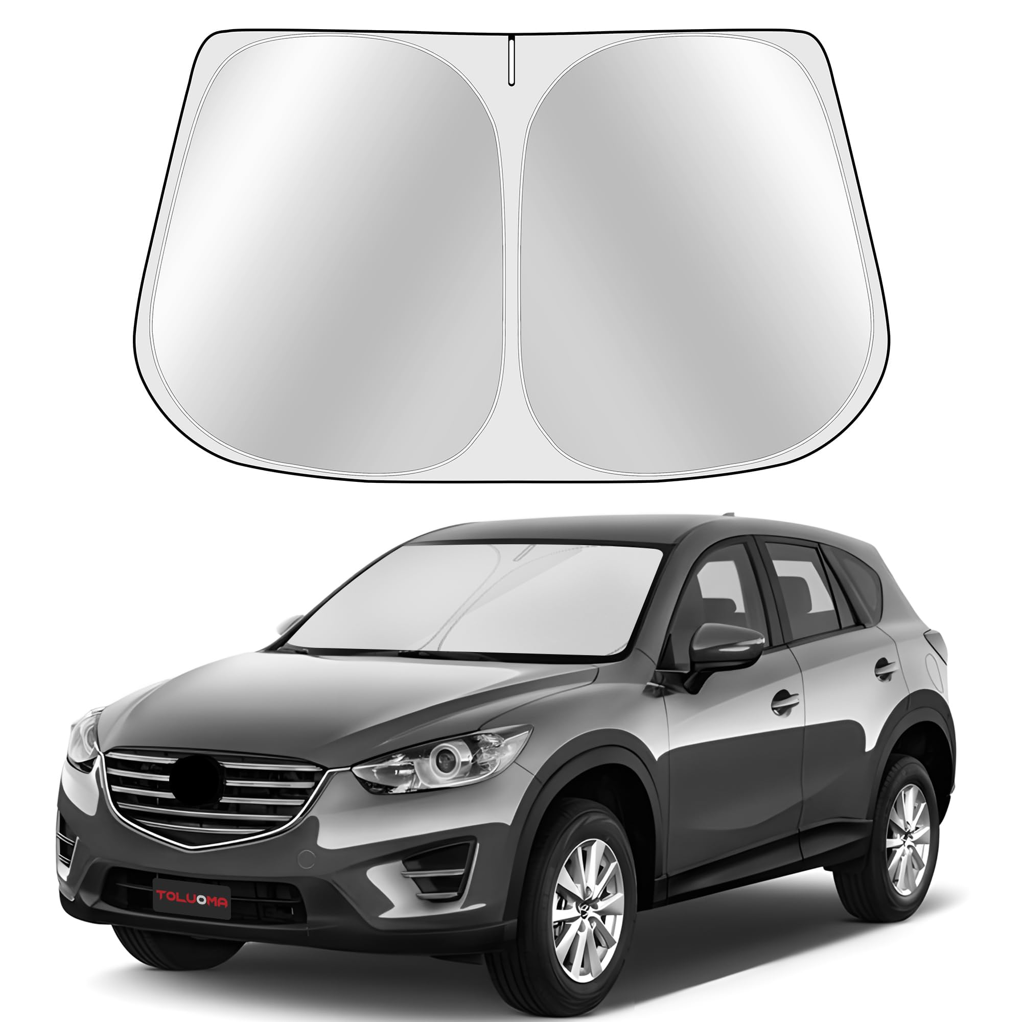 Toluoma Custom Fit Windshield Sun Shade For Mazda Cx5 2013-2016 - Full Coverage, 210T Reflective Fabric, Double-Layer Design - B
