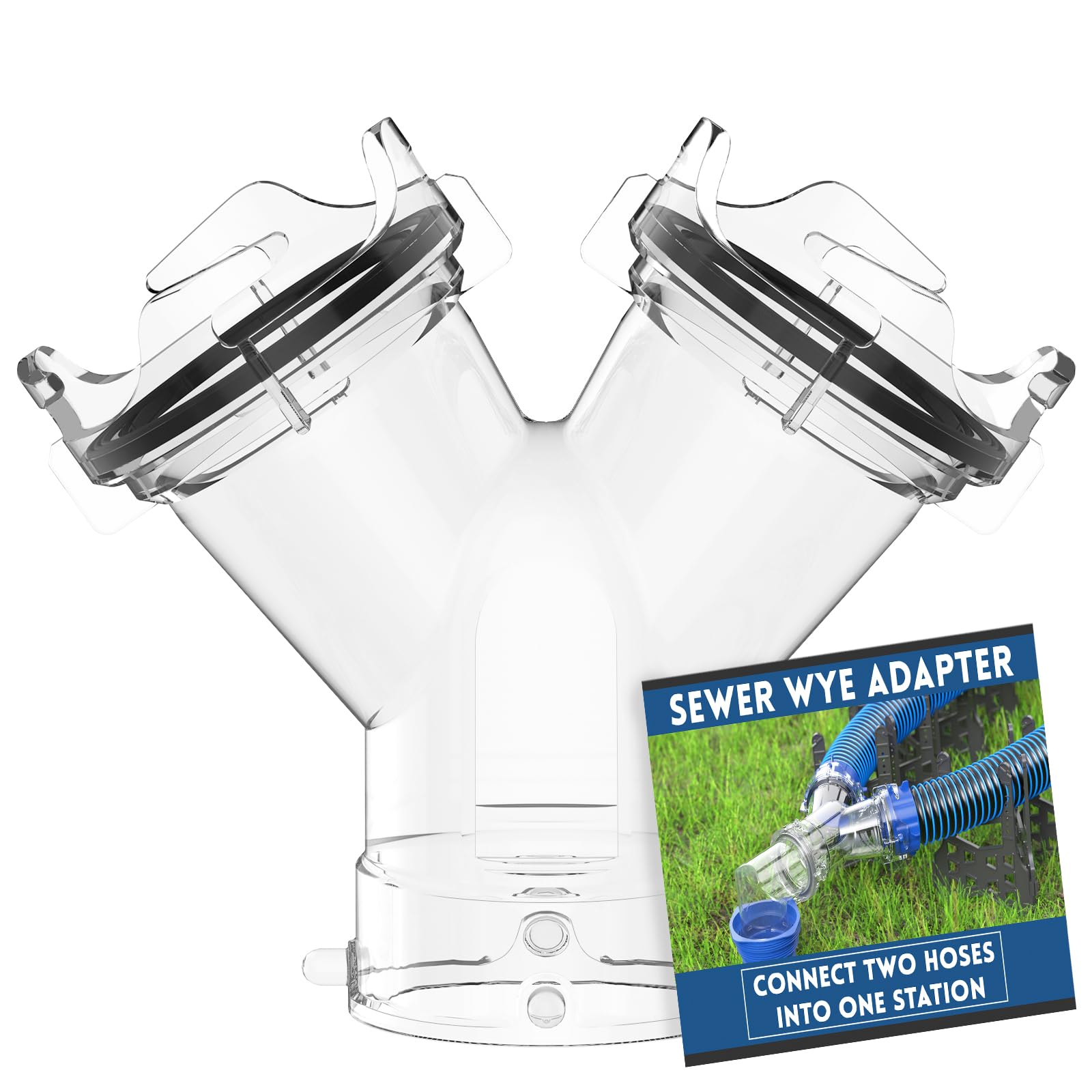 DUMPMAN RV Wye Sewer Hose Adapter, Sewer Hoses Y Splitter with Built-in Gasket, Twist Bayonet Design Y Connector
