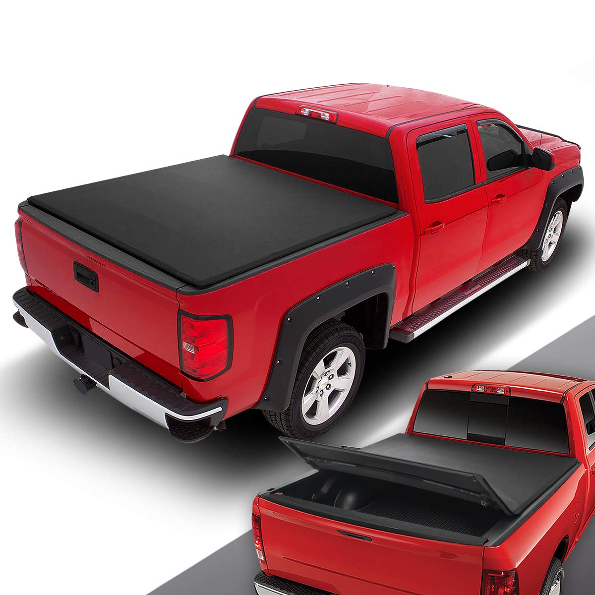Dna Motoring Truck Bed Soft Tri-Fold Adjustable Tonneau Cover Compatible With 99-06 Silverado/Sierra 1500 2500 3500 & Hd 6.5Ft B