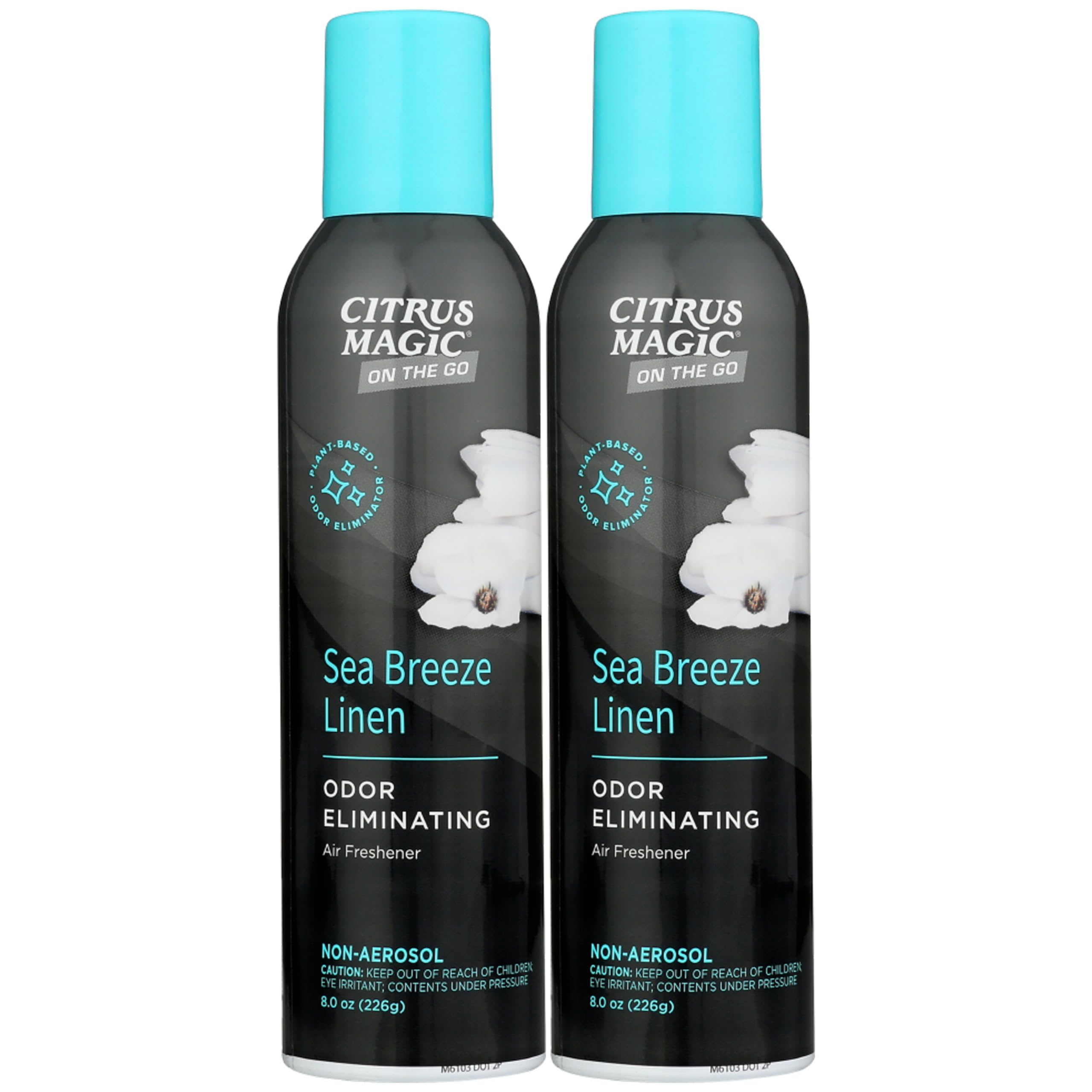 Citrus Magic On The Go Odor Eliminating Air Freshener Spray For Auto, Sea Breeze Linen, 8-Ounce, Pack Of 2