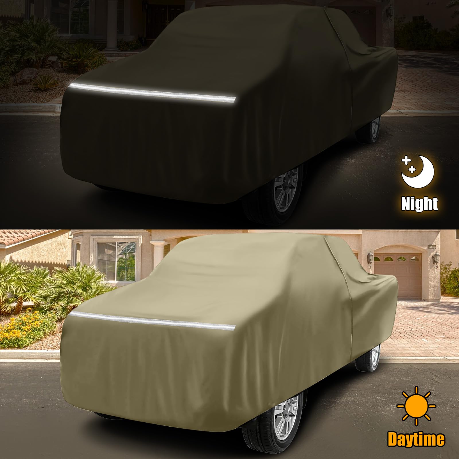 Waterproof Truck Covers Replace for Ford F150 / Dodge Ram 1500 CrewCab 6.5 ft, Multilayer Heavy Duty with Cotton Liner Truck Cov