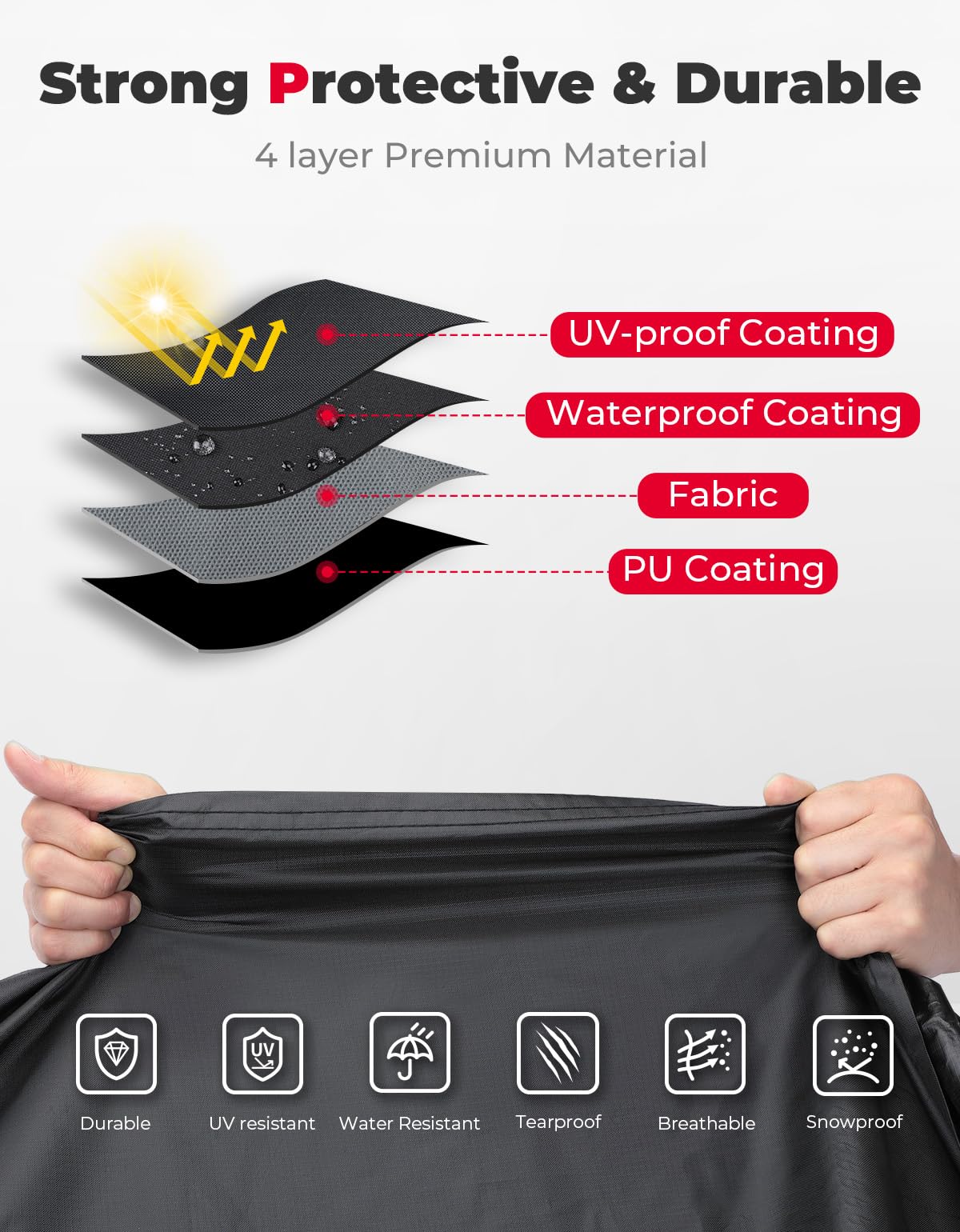 KEMIMOTO Waterproof Full Cover for 2023-2024 Polaris Slingshot, X-Large, Black, 420D Oxford, Model B1501-01301BK, Windproof