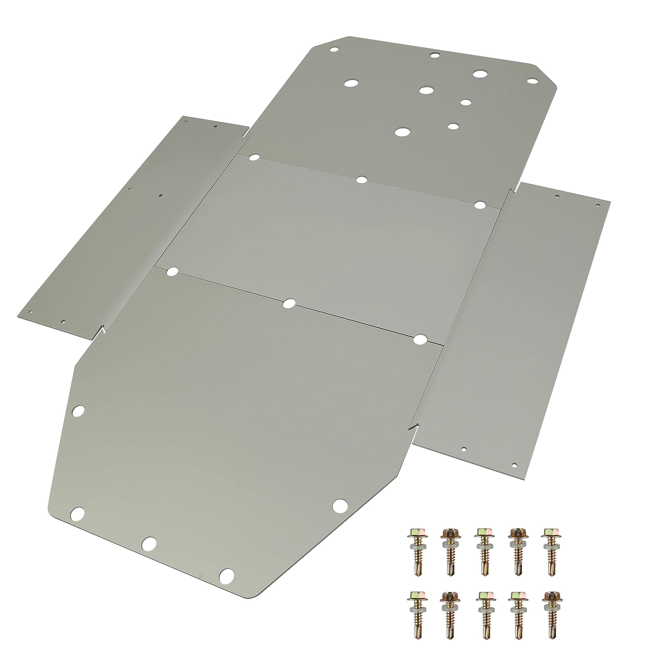 ECOTRIC Aluminum Full Chassis Skid Plate for 2008-2014 Polaris RZR 800/900 - Silver, Model AM-070