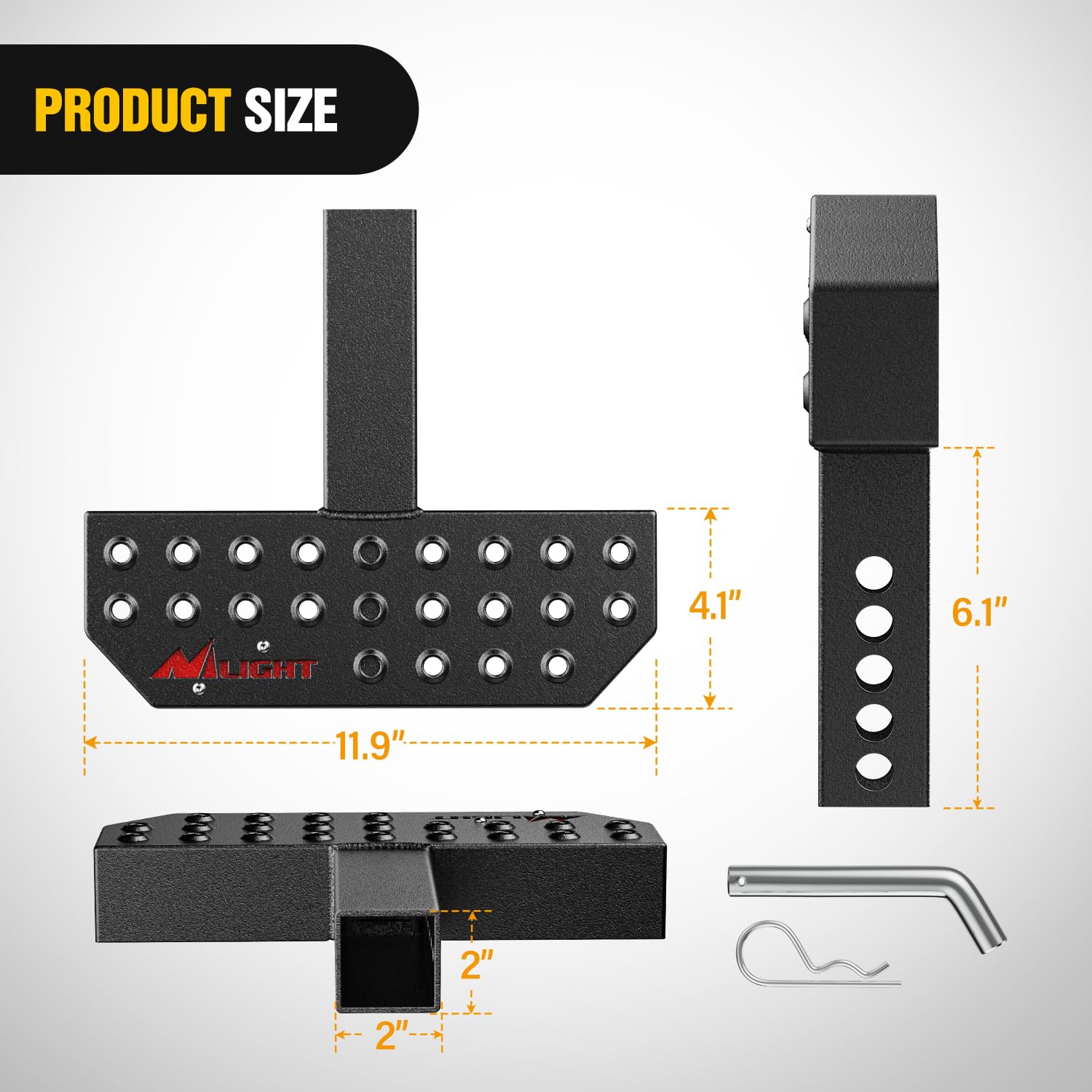 Nilight Folding Heavy Duty Tire Step For Truck, Suv And Rv, Non-Slip Steel Surface, Adjustable To Fit Tire From 10    To 14    R