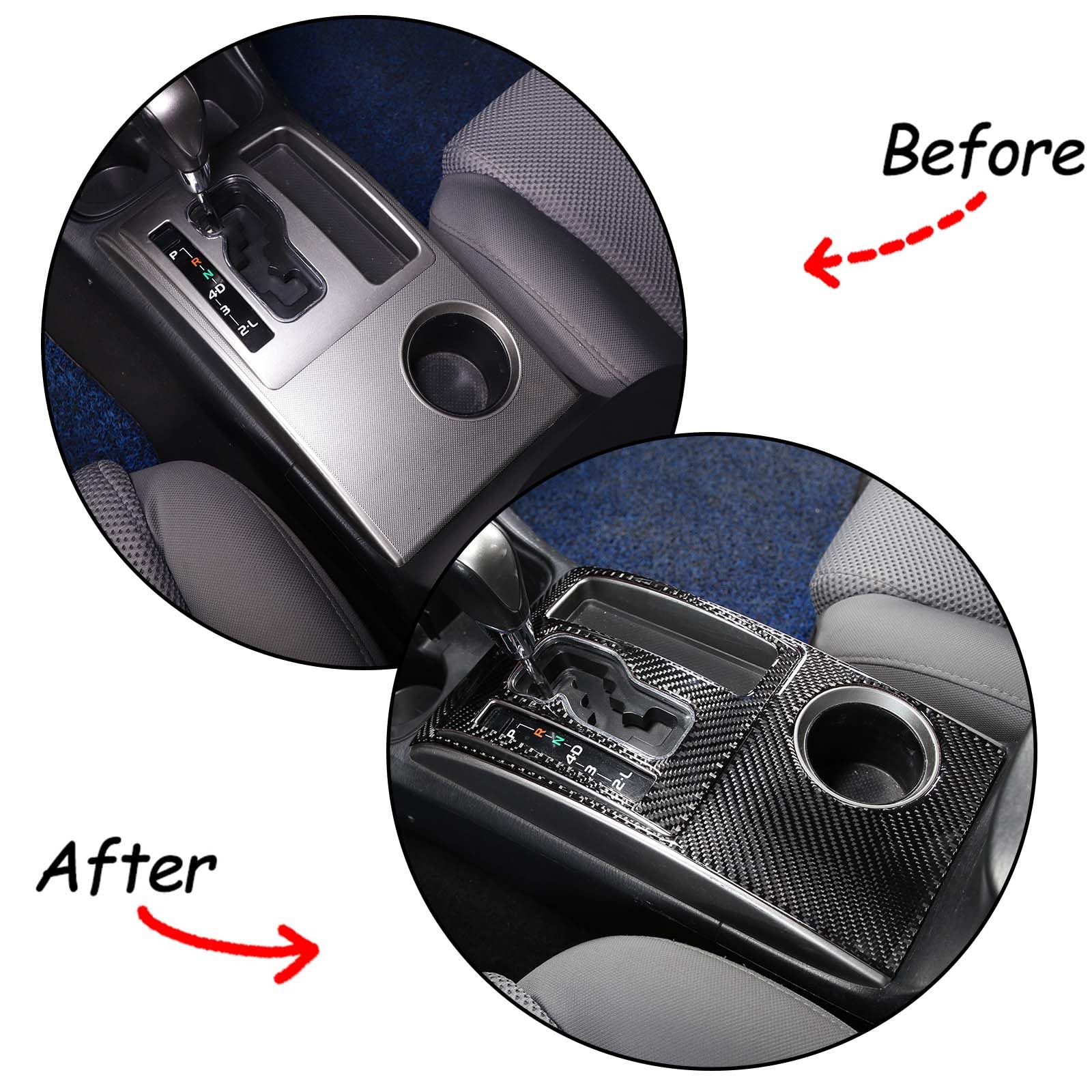 Tongsheng Soft Carbon Fiber Car Center Control Gear Shift Panel Sticker Trim Fit For Toyota Tacoma 2006 2007 2008 2009 2010 2011 2012 2013 2014 2015 (Black Carbon Fiber)