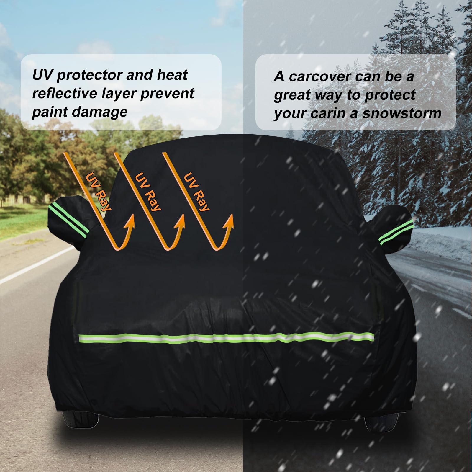 Waterproof Car Covers For 2007-2023 Smart Fortwo W451/C453/A453(Black) 210T Custom 6 Layers Heavy Duty Waterproof All Weather Pr