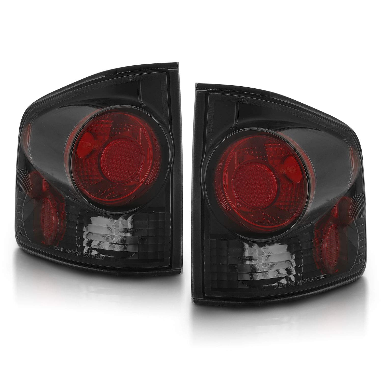 AmeriLite Smoke Black Replacement Brake Lamp Tail Lights for 94-04 Chevy S-10/GMC Sonoma & 96-00 Isuzu Hombre - Driver & Passenger Side Set