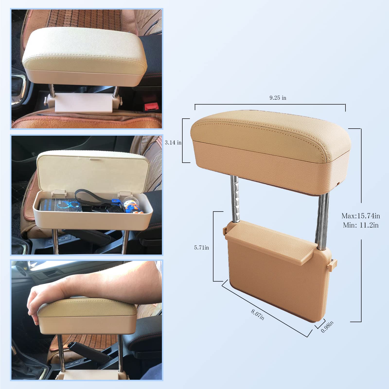 CDEFG Armrest Support Elbow Rest Pad Armrest Extender, Console Storage Organizer, Adjustable Height Comfort Arm Rest Pads, Unive