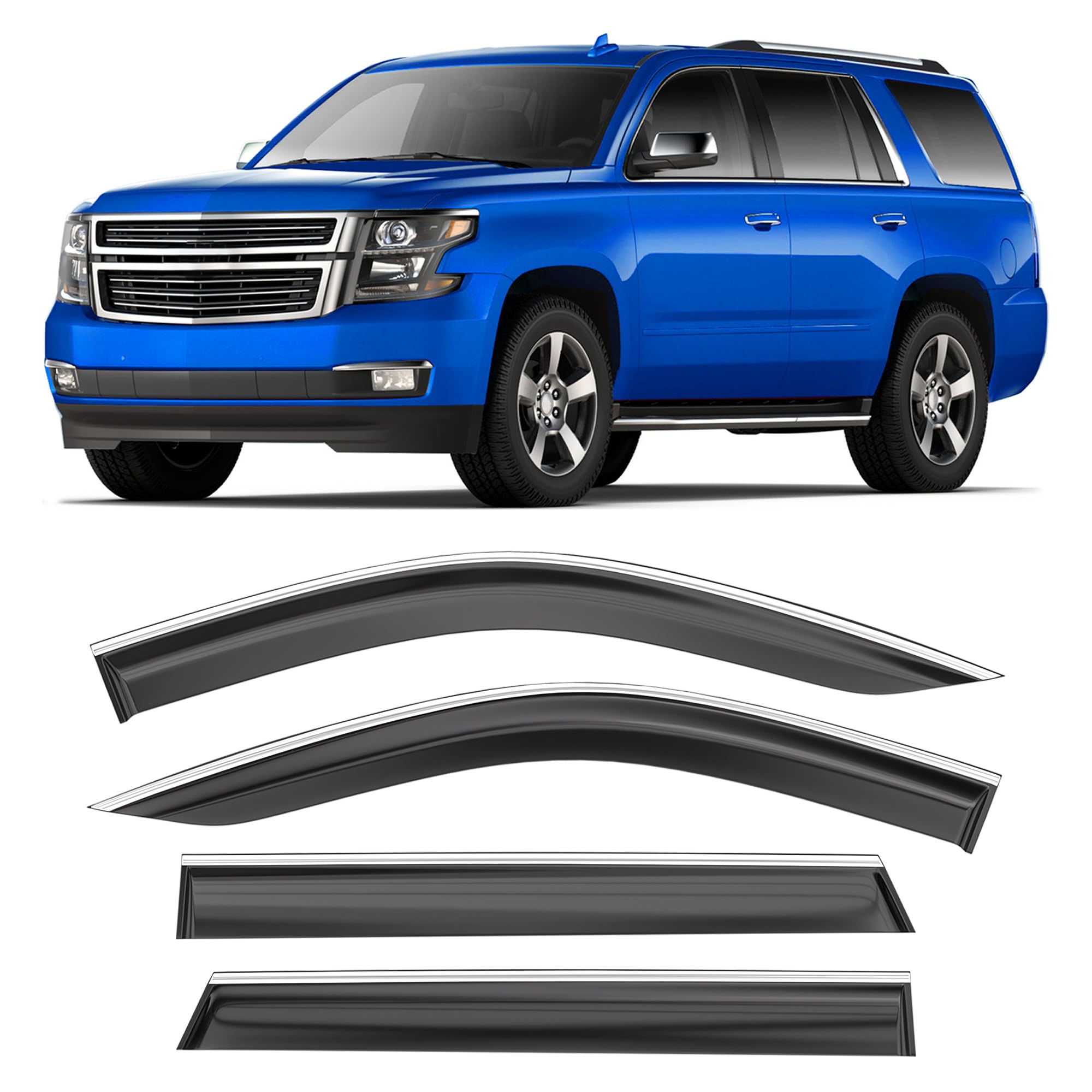 Hope You Ready Shatterproof Tape-On Window Rain Guards Fit For 2021-2024 Chevy Tahoe Gmc Yukon Cadillac Escalade, Extra Durable