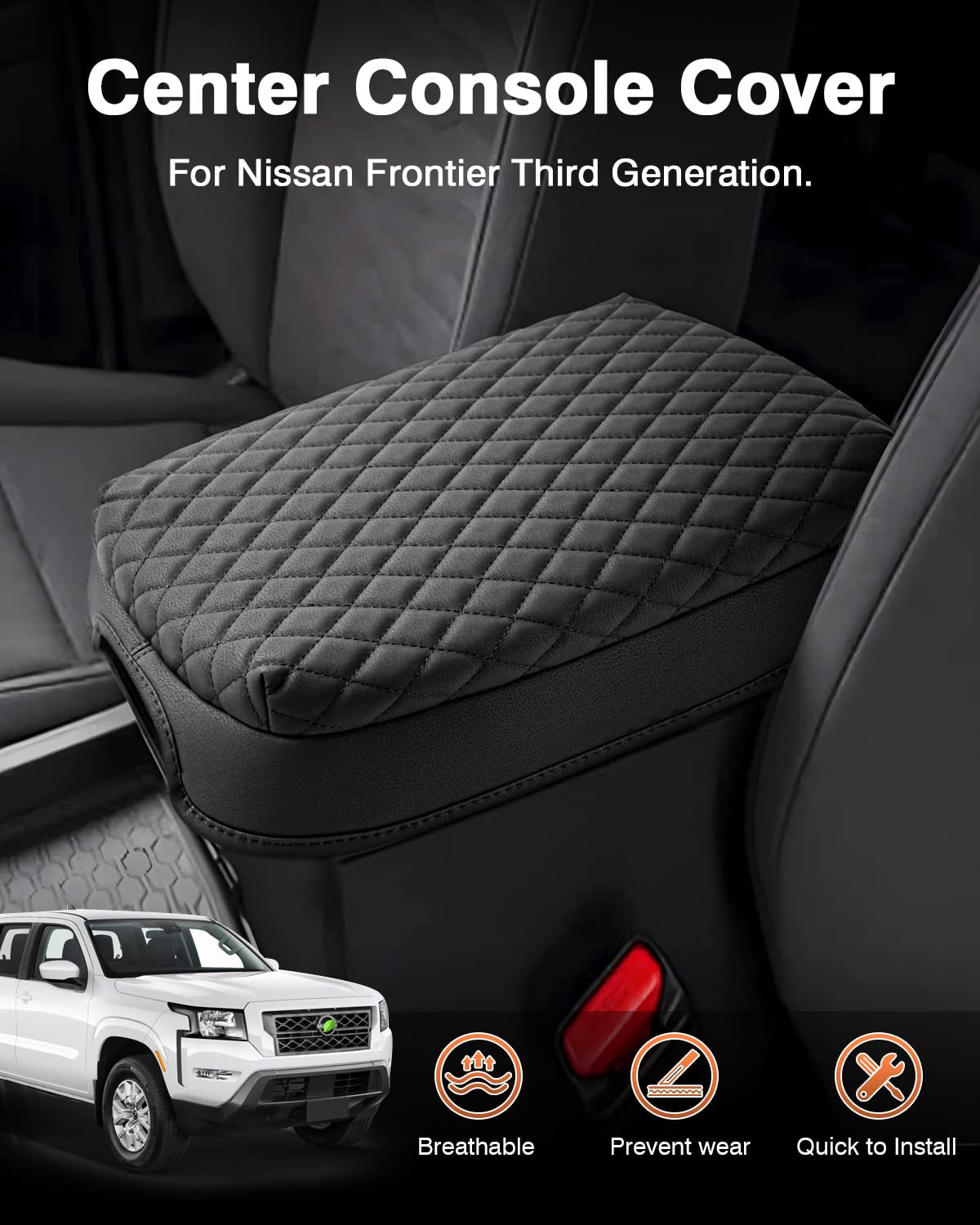 Shademax Custom Fit For Center Console Cover Nissan Frontier 2024 2023 2022 Armrest Cushion Pad Cover Pu Leather Frontier Access