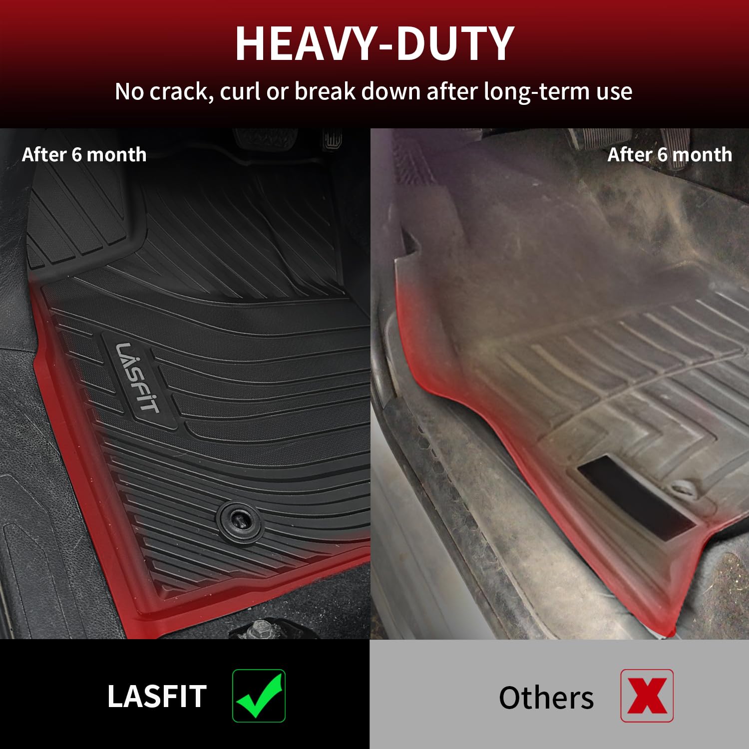 Lasfit Floor Mats For Toyota Tacoma 2016-2023 Double Cab (Only For Automatic) All Weather Custom Fit Floor Liner For Tacoma Sr/S