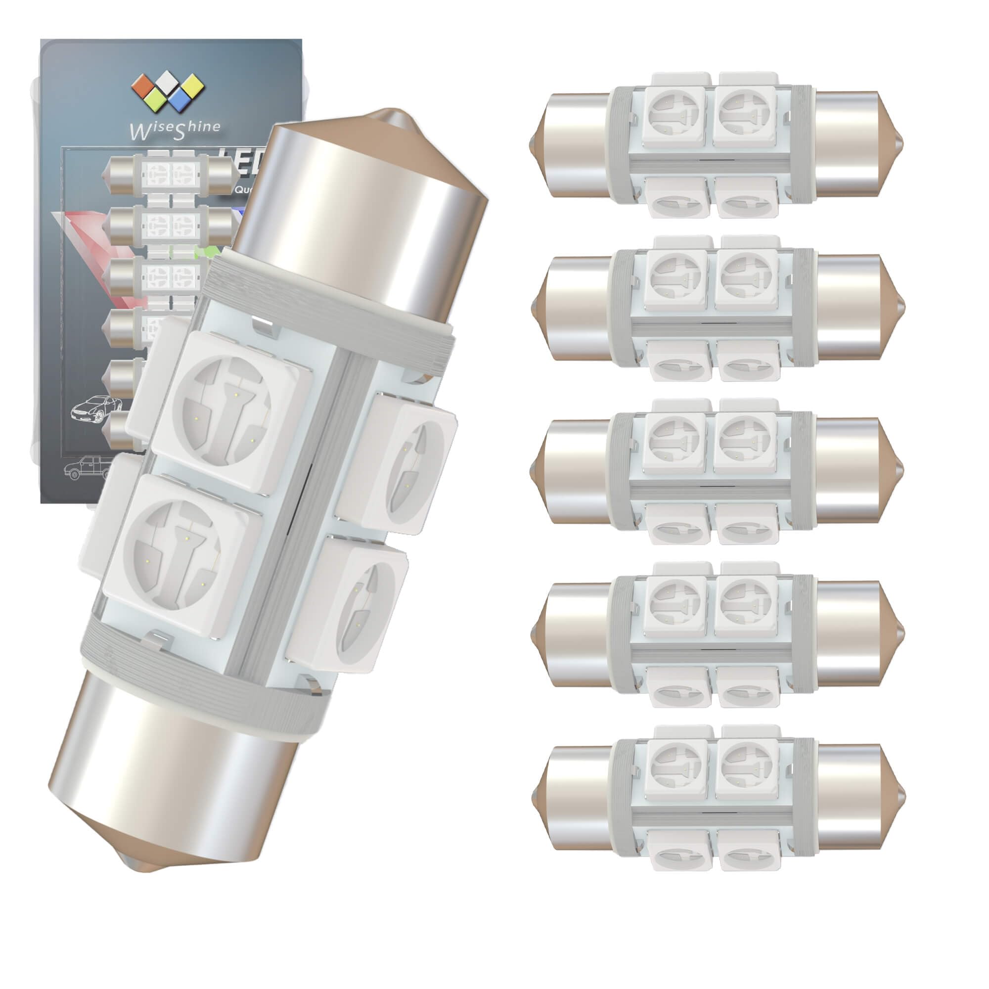 Wiseshine DC 24V 38mm 6411 LED Festoon Bulb DE3423 6418 LED Bulbs Green for Truck Interior Door Cargo Lights (Pack 6)