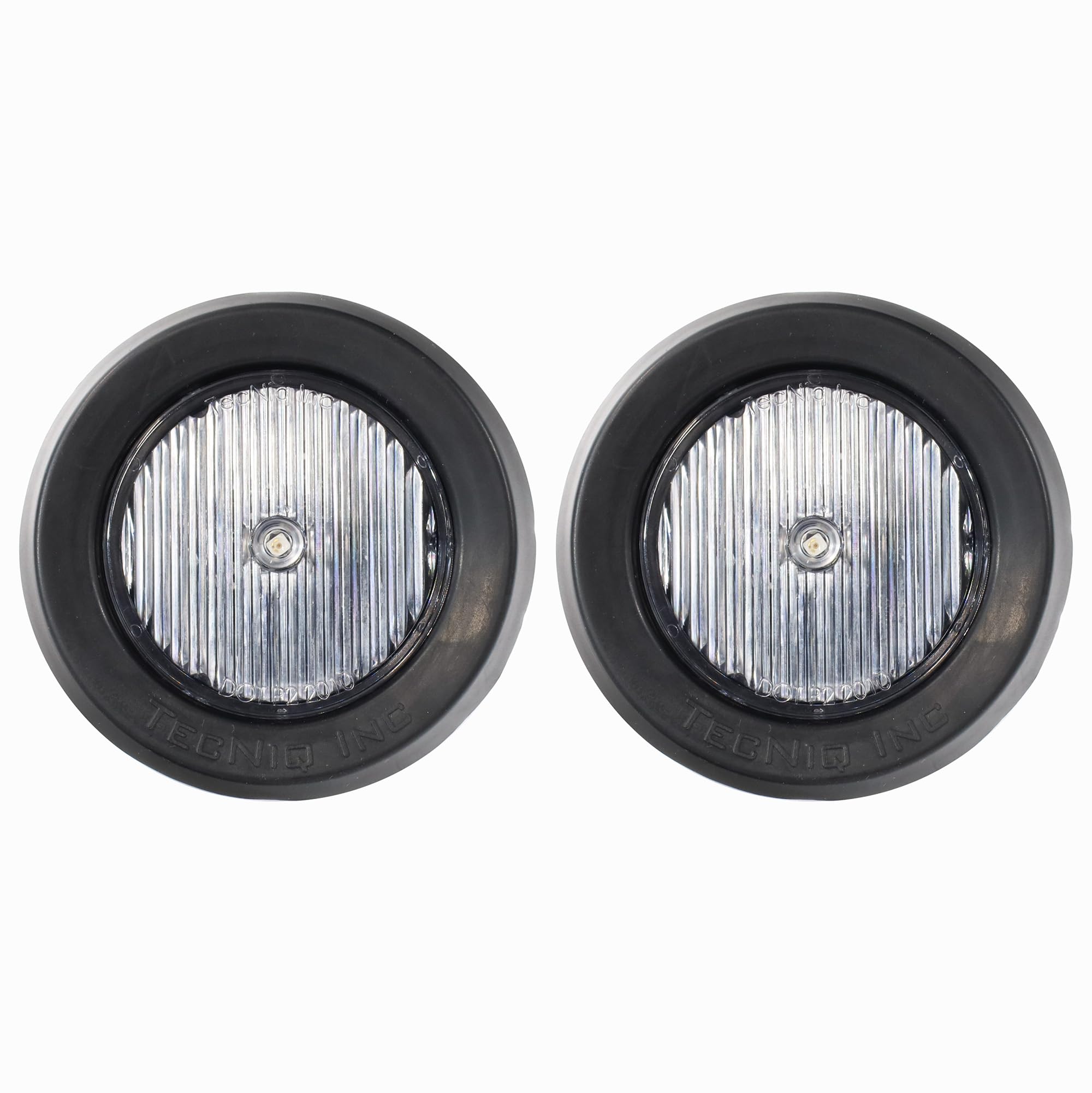 TecNiq S30-RC02-6 | 2 Round Red LED Low-Profile Side Marker Light - Clear Lens, DOT Approved, IP68 Waterproof, Grommet Mount - 1