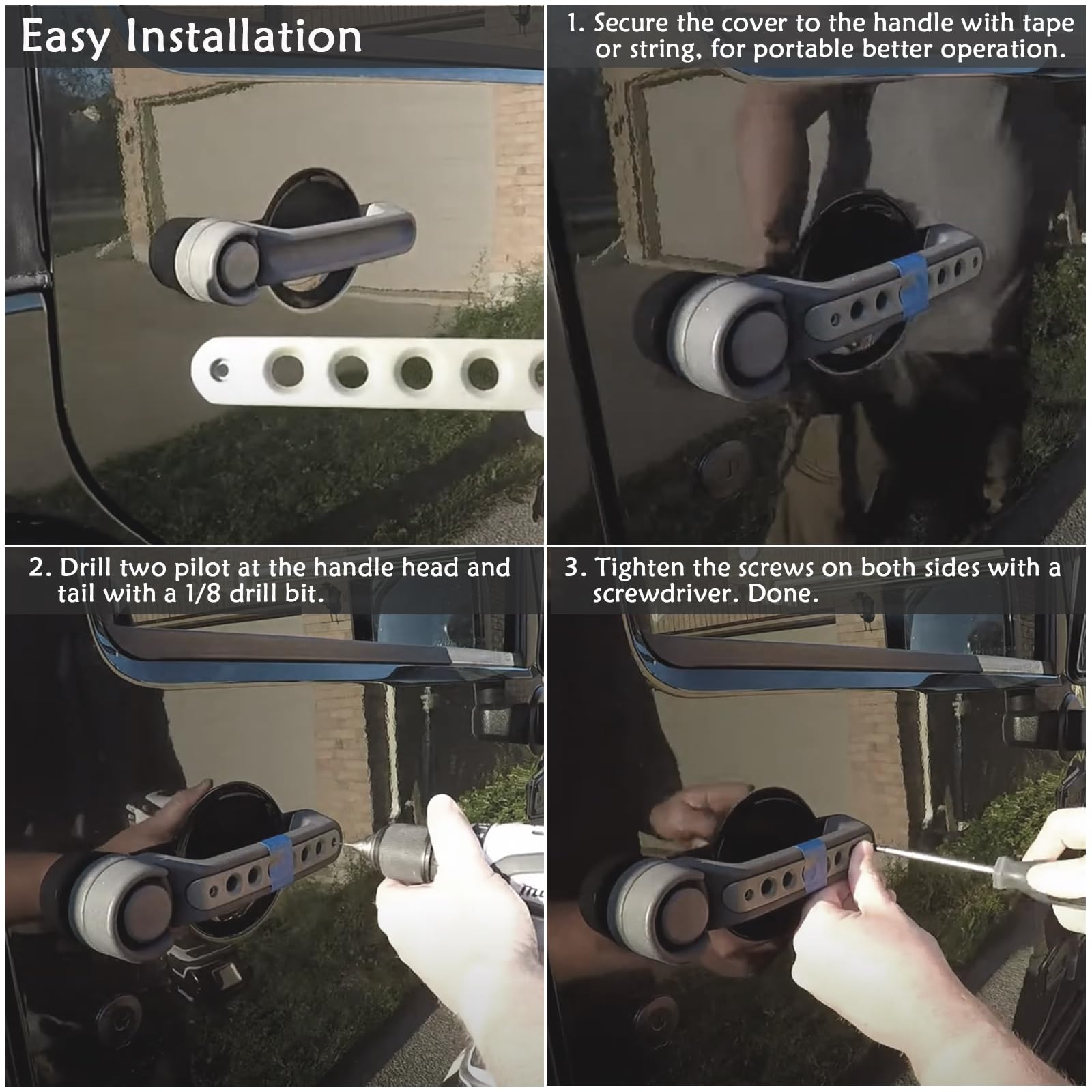 Bolaxin Side Door Handle Inserts for Jeep Wrangler JK JKU 2007-2018, Aluminum Blue, 5PCS, Grab Handles Pull Decoration