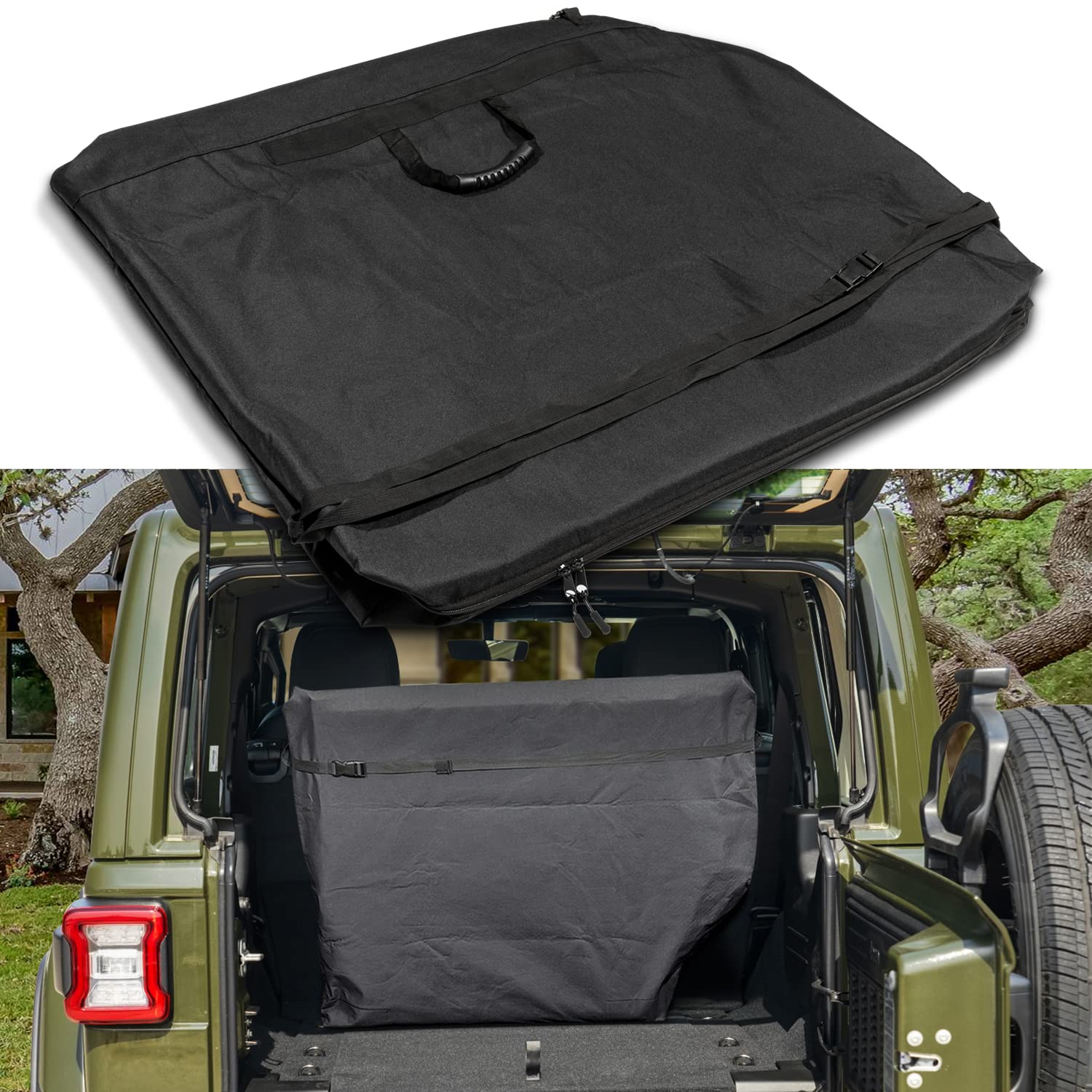 Opall Hard Top Freedom Top Panels Storage Bag, Large, Black, Vinyl, Upgrade Version for 2007-2024 Jeep Wrangler & Gladiator