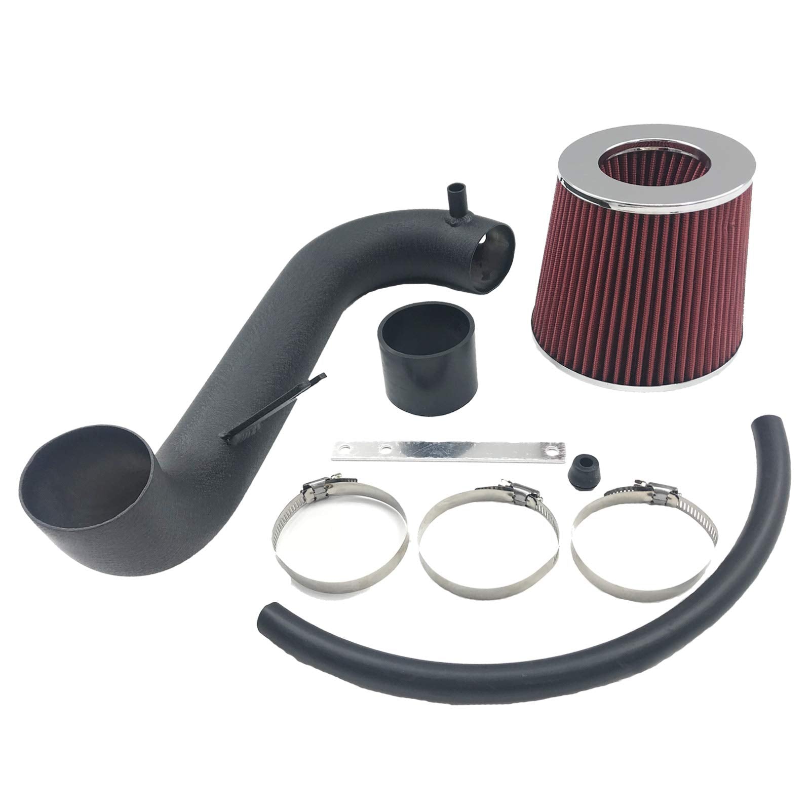 2.5 Inch Cold Air Intake Kit With Filter Fit For Honda Civic 2001 2002 2003 2004 2005 Dx/Lx/Ex/Gx/Vp At/Mt 1.7L (Black Tube & Red Filter)