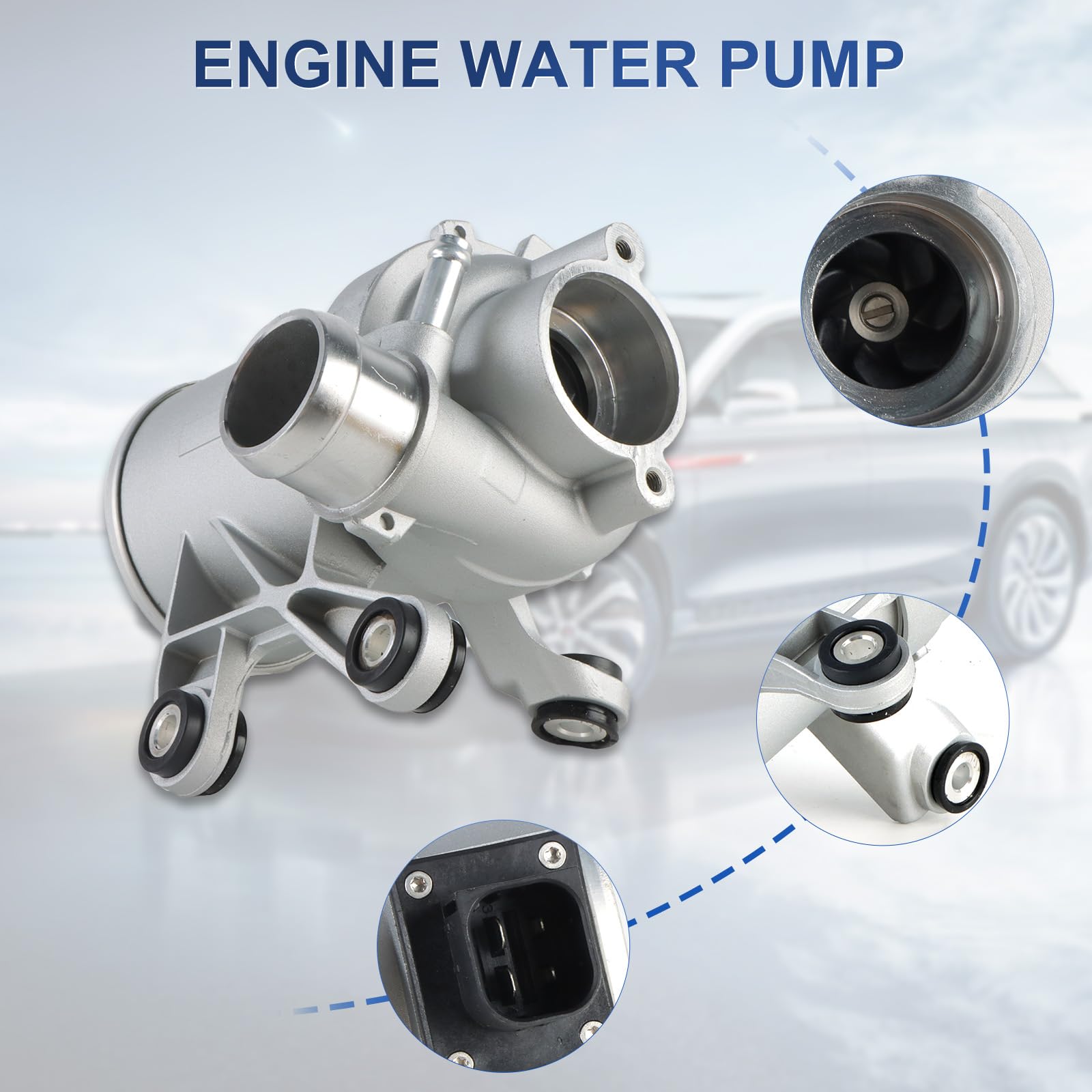 INGKAN M274 Engine Coolant Water Pump for Mercedes C-Class E-Class SLK 2013-2019, Model AHM-QMP-I06T0003, 1.6L/