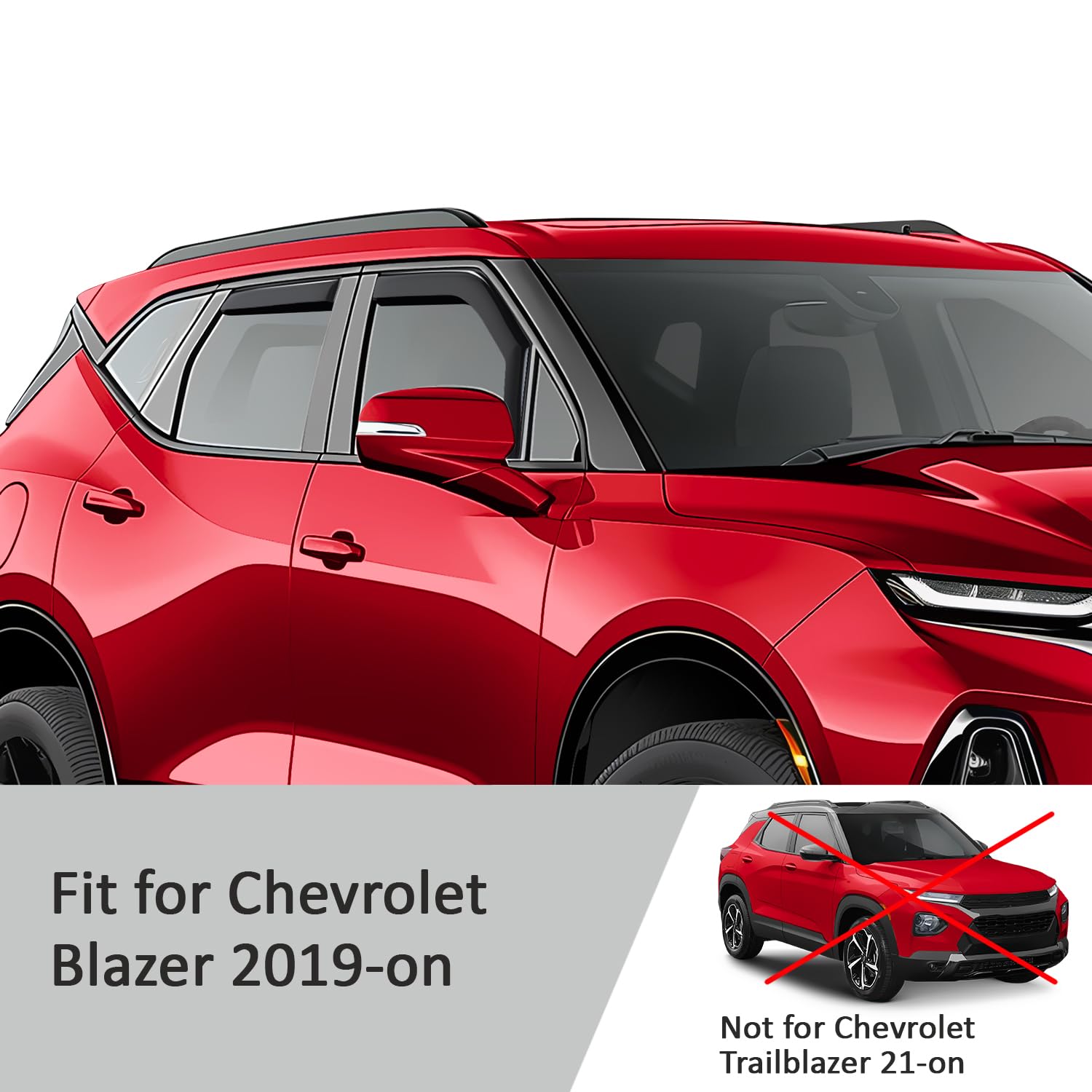 Voron Glass Rain Guards for Chevy Blazer 2019-2025, Polycarbonate Window Deflectors, Extra Durable, 4 Pieces, Model 200676