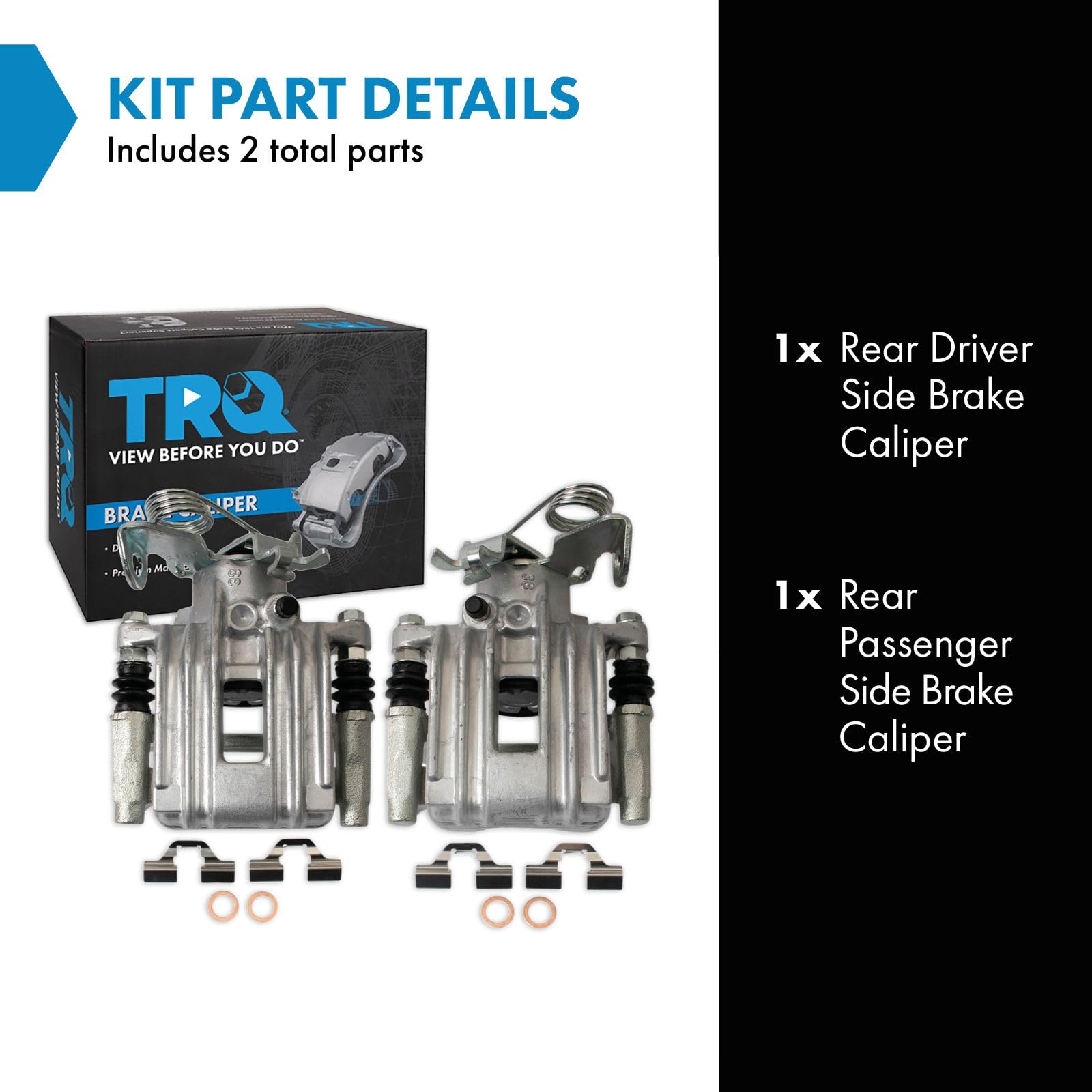 Trq Rear Brake Caliper Set Compatible With 1999 Audi A6 1998-2004 A6 Quattro 2001-2005 Allroad Quattro 2000-2005 Volkswagen Pass