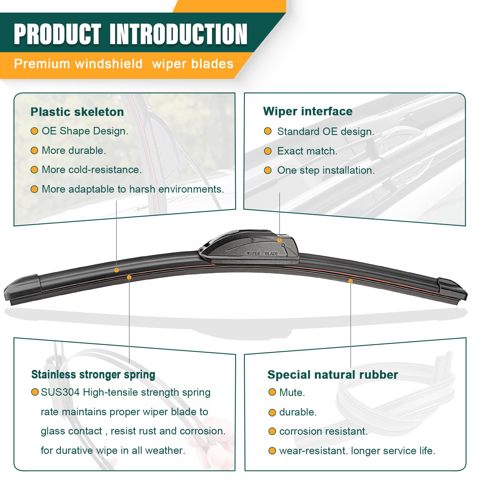 Kvq Windshield Wiper Blades Replacement For Gmc Terrain 2018 2019 2020 2021 Original Factory Quality Front Rear Wiper Blade Set