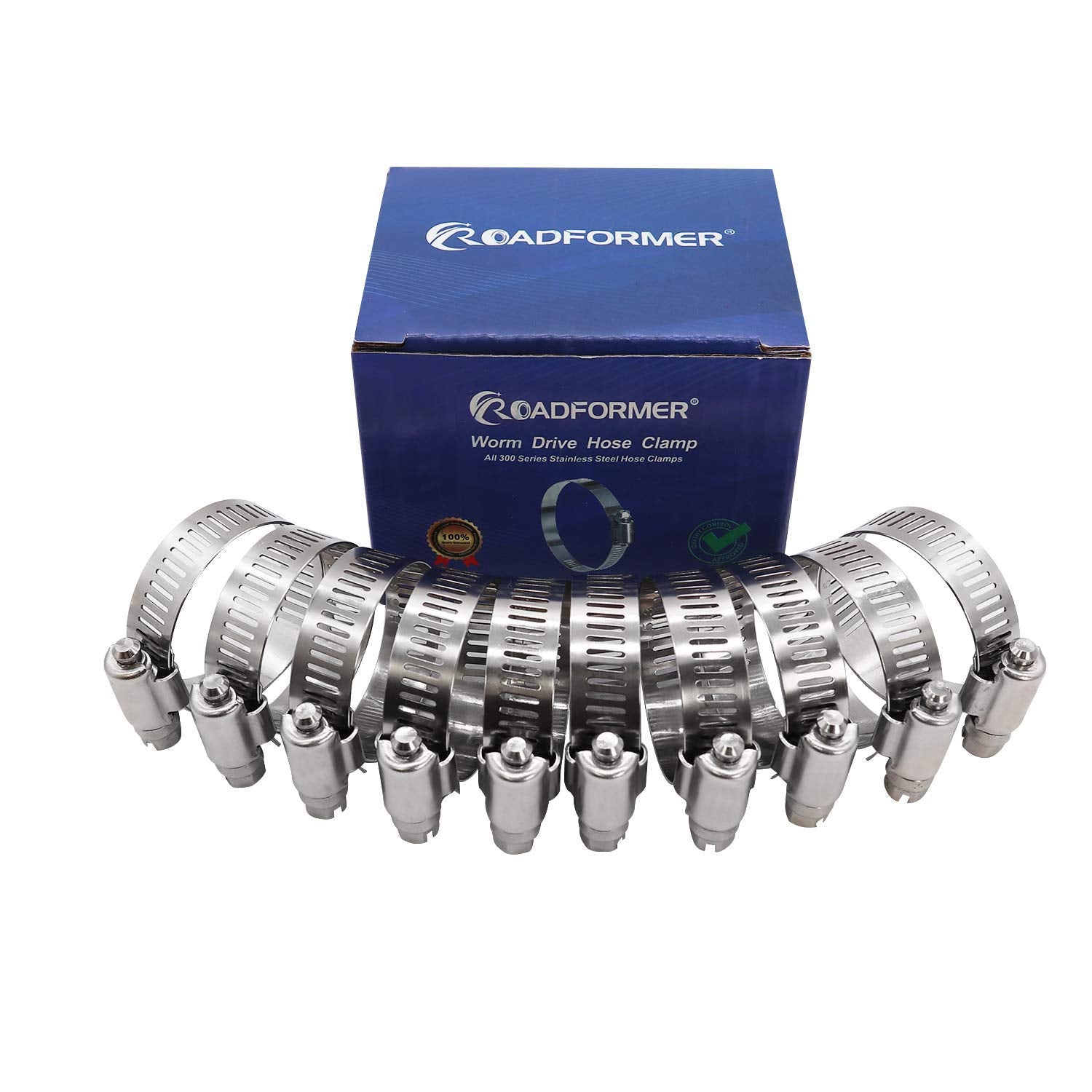 Roadformer 1.25'' Worm Gear Hose Clamp - Sae 20 Size, Full Stainless Steel With 1/2'' Band Width, Working Range 21Mm - 44Mm Hose