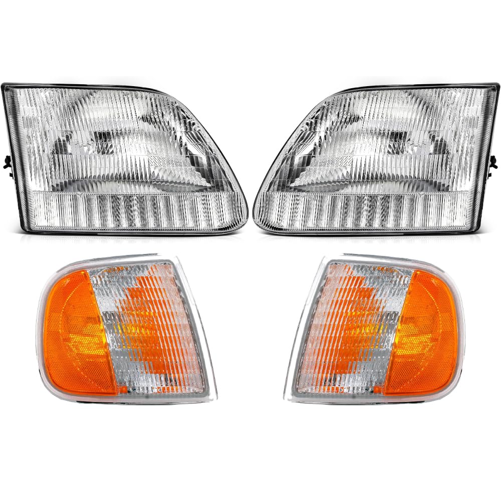 EPIC LIGHTING OE Spec-A Halogen Replacement Headlights Signal Lights Compatible with FORD 01-03 F-150 97-99 F-250-4-Piece Combo