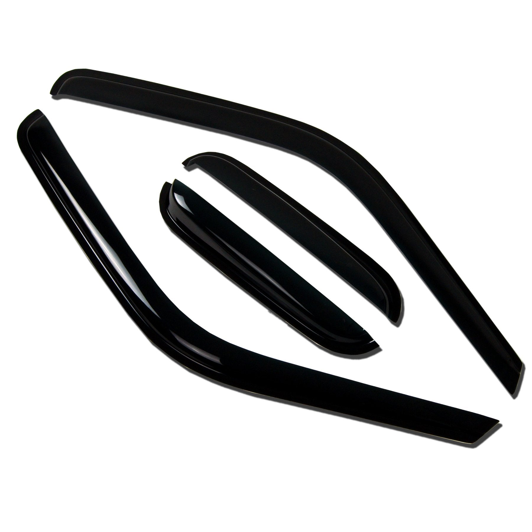 TuningPros WV-069-2 Window Visor Deflector Rain Guard Dark Smoke 4-pc Set