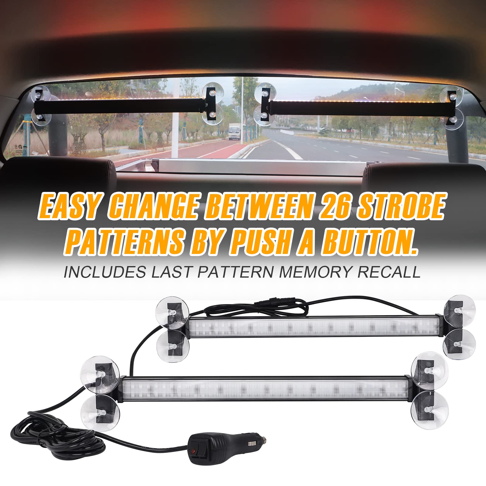Xridonsen 2 In 1 Amber Red Emergency Strobe Traffic Advisor Light Bar 144 Led Warning Safety Interior Dash Windshield Lights Dec