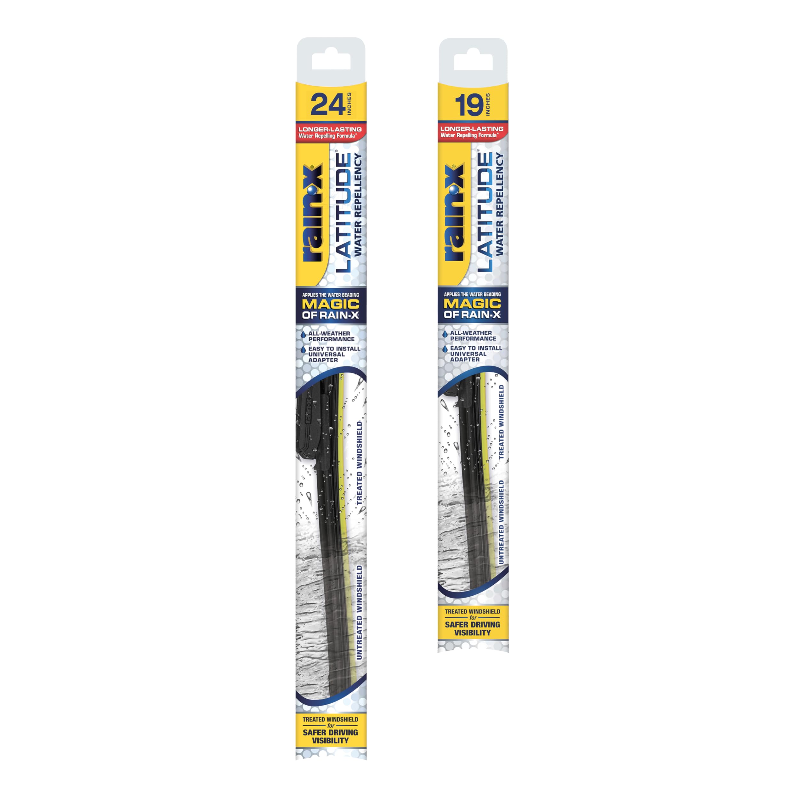 Rain-X 810160 Latitude 2-In-1 Water Repellent Wiper Blades, 24'' And 19'' Windshield Wipers (Pack Of 2), Automotive Replacement 
