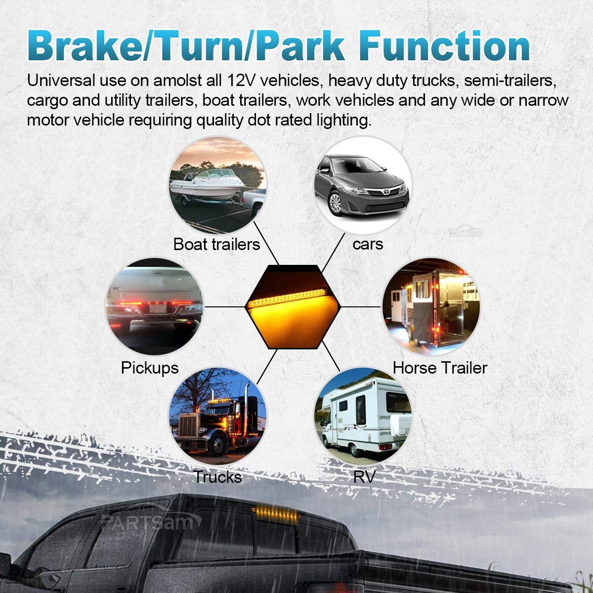 Partsam 17" Amber LED Truck Trailer Light Bar - 40 LED, Waterproof, Dual Row, Model GTCV-0747125517