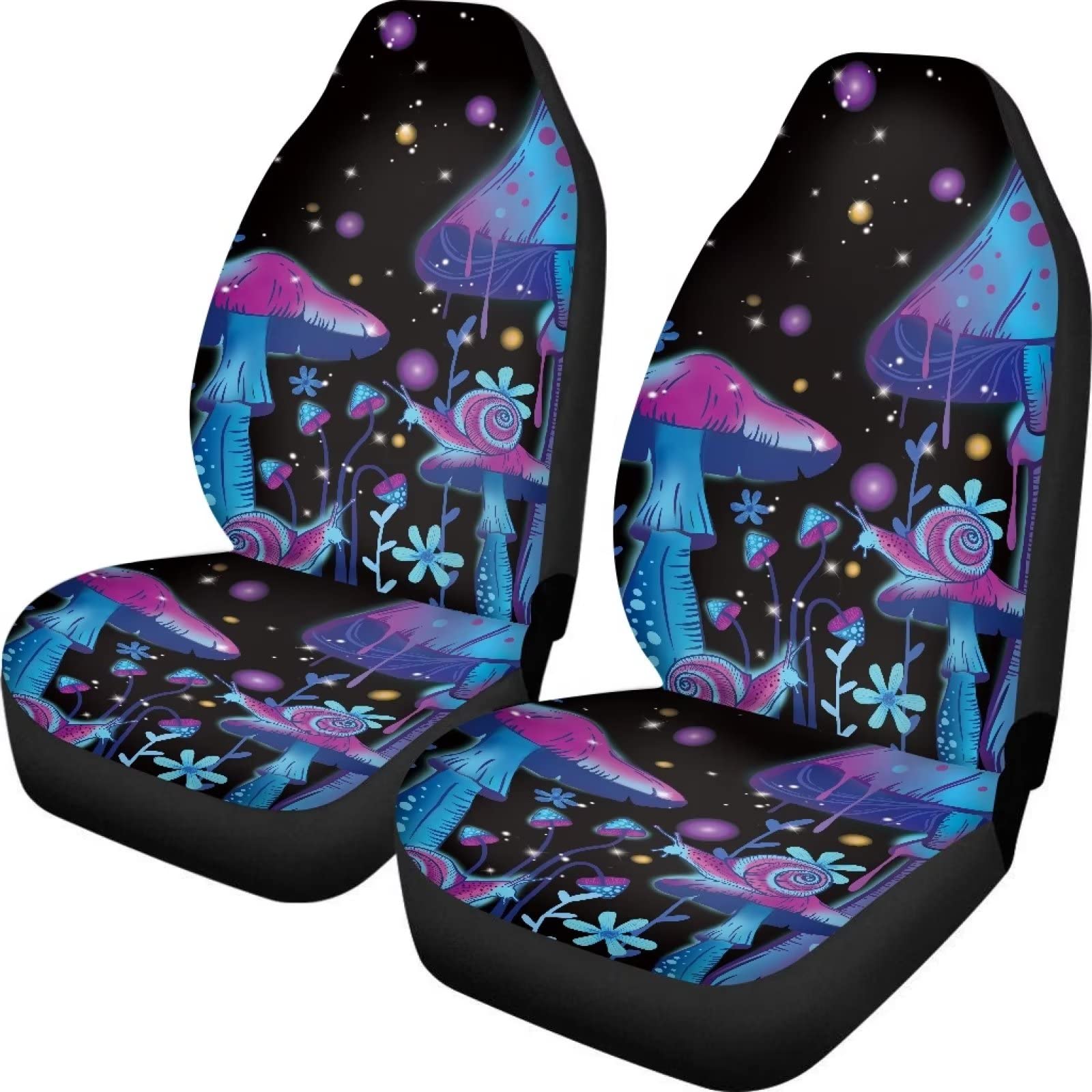 Poceacles Mushroom Snail Flower Car Seat Cover Protector Front Seat Cover SUV Car Full Set for Women Bucket Seat Cover Blanket P