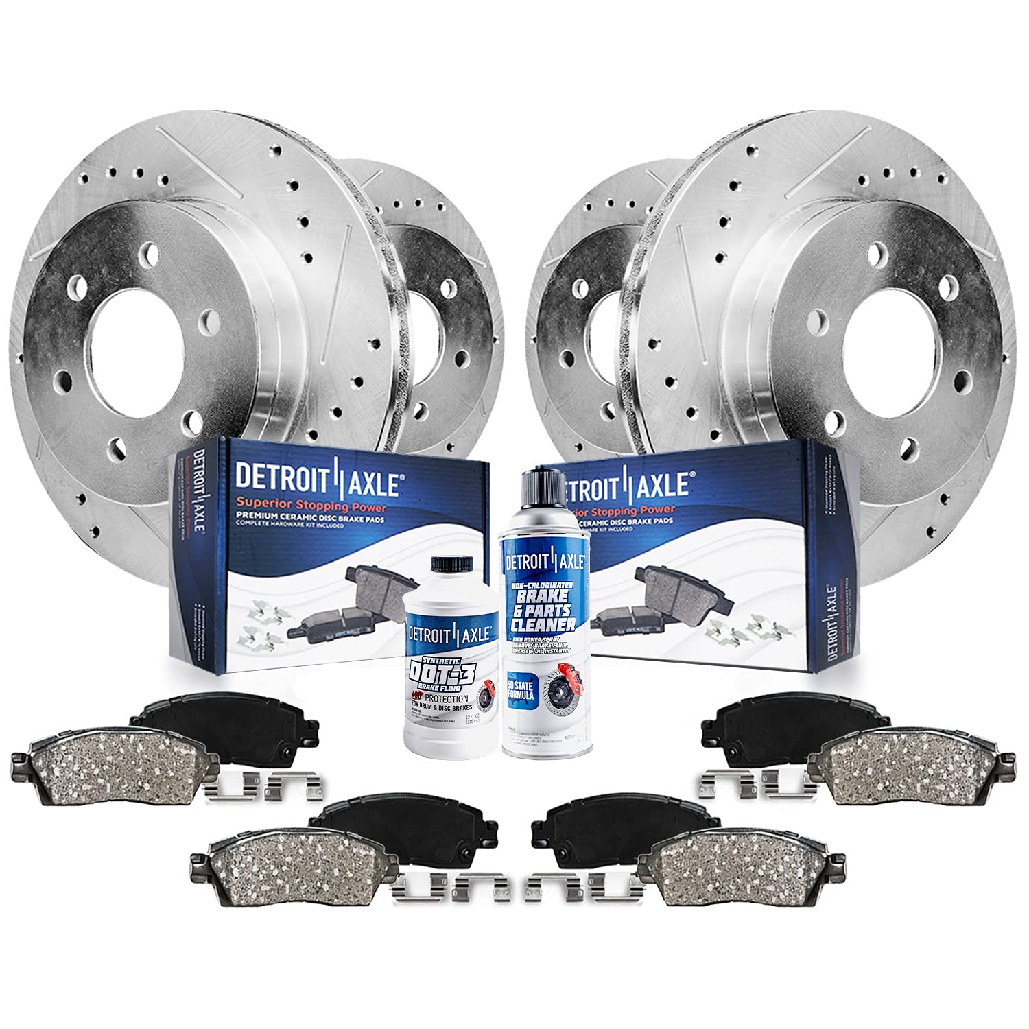 Detroit Axle - Brake Kit for 07-09 Ford Expedition Lincoln Navigator Drilled & Slotted Disc Brake Rotors 2007 2008 2009 Ceramic 